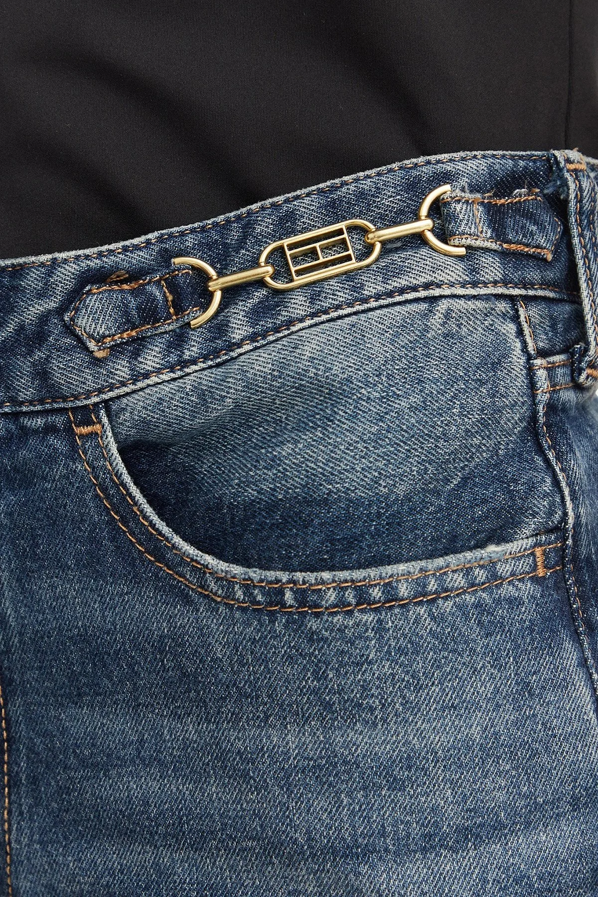 Tommy Hilfiger %100 Pamuk Yüksek Bel Daralan Paça Jeans Kadın Kot Pantolon WW0WW49960 1A9 Mavi - 4