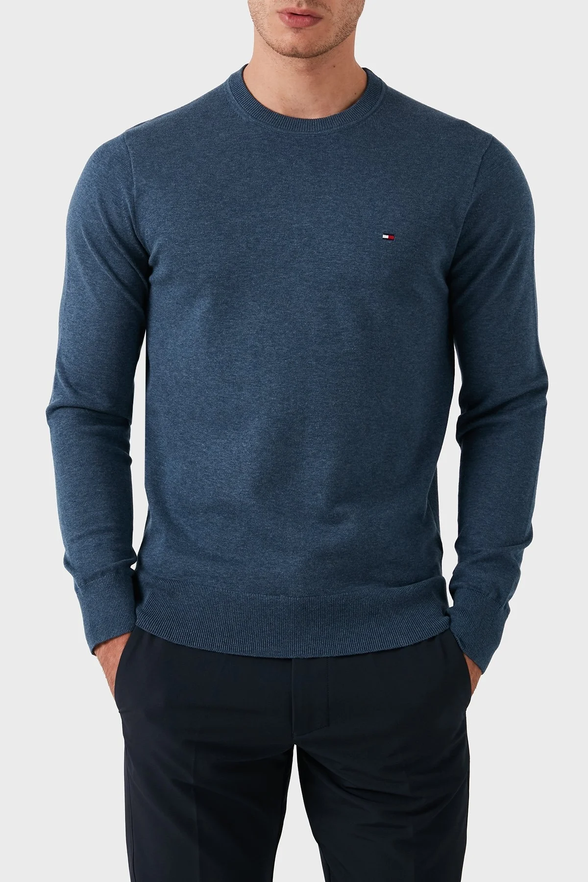 Tommy Hilfiger % 100 Pamuklu Bisiklet Yaka Erkek Sweat MW0MW21316 0MW LACİVERT - 1