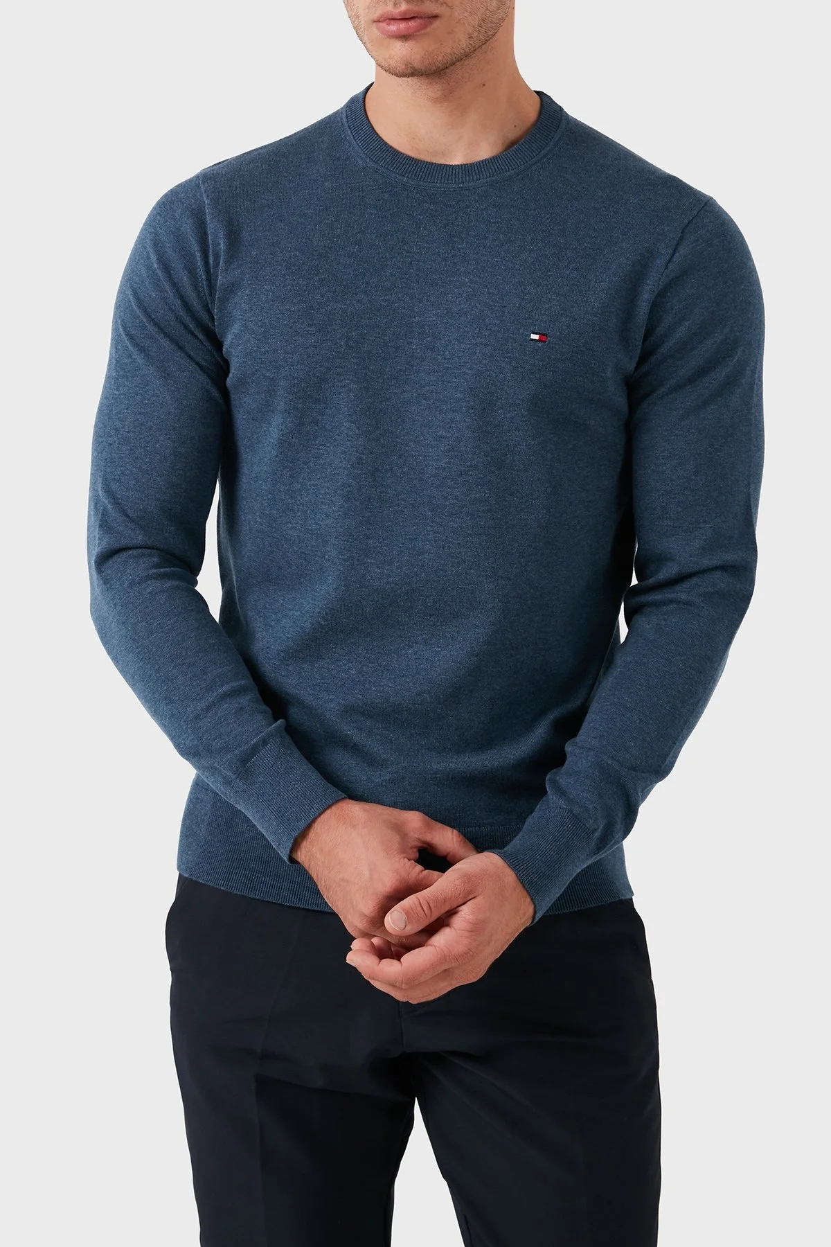 Tommy Hilfiger % 100 Pamuklu Bisiklet Yaka Erkek Sweat MW0MW21316 0MW LACİVERT - 4