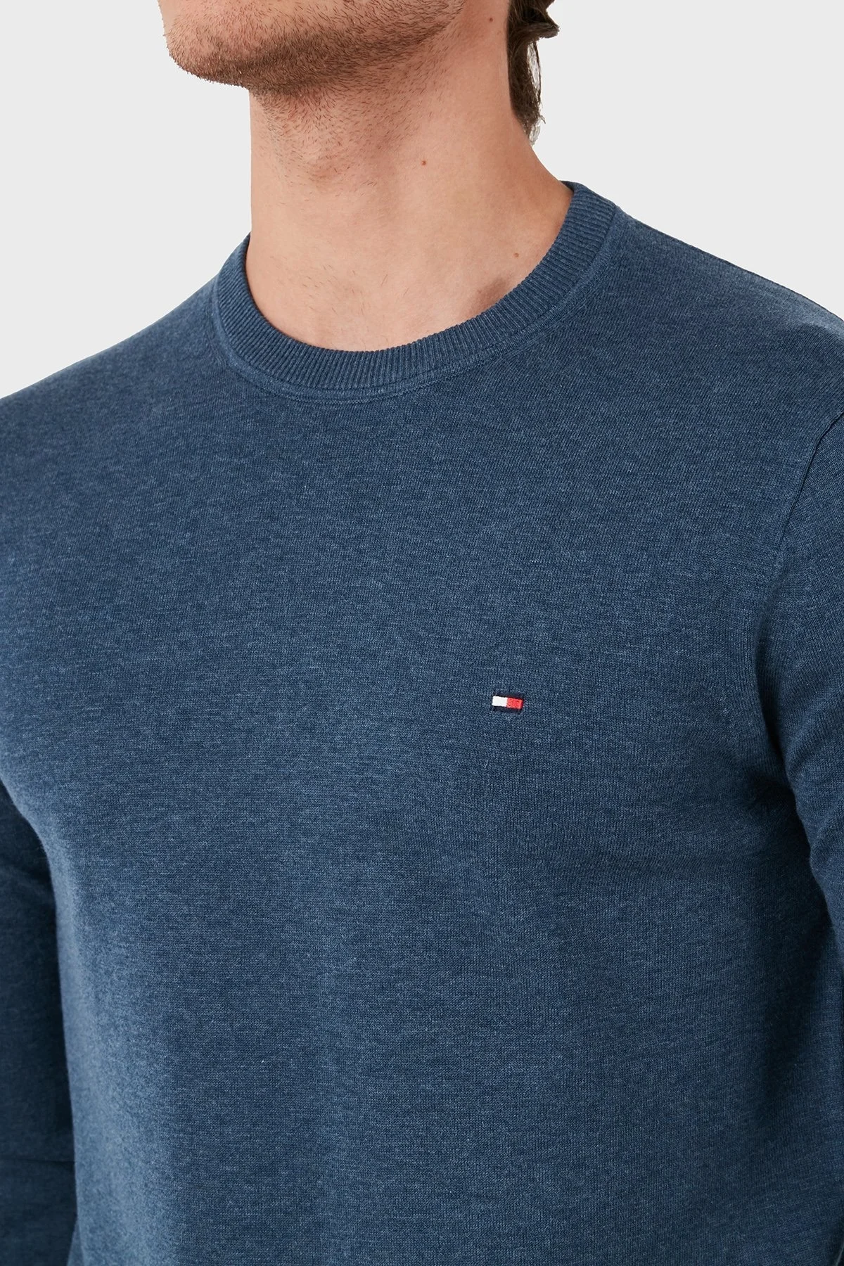 Tommy Hilfiger % 100 Pamuklu Bisiklet Yaka Erkek Sweat MW0MW21316 0MW LACİVERT - 5