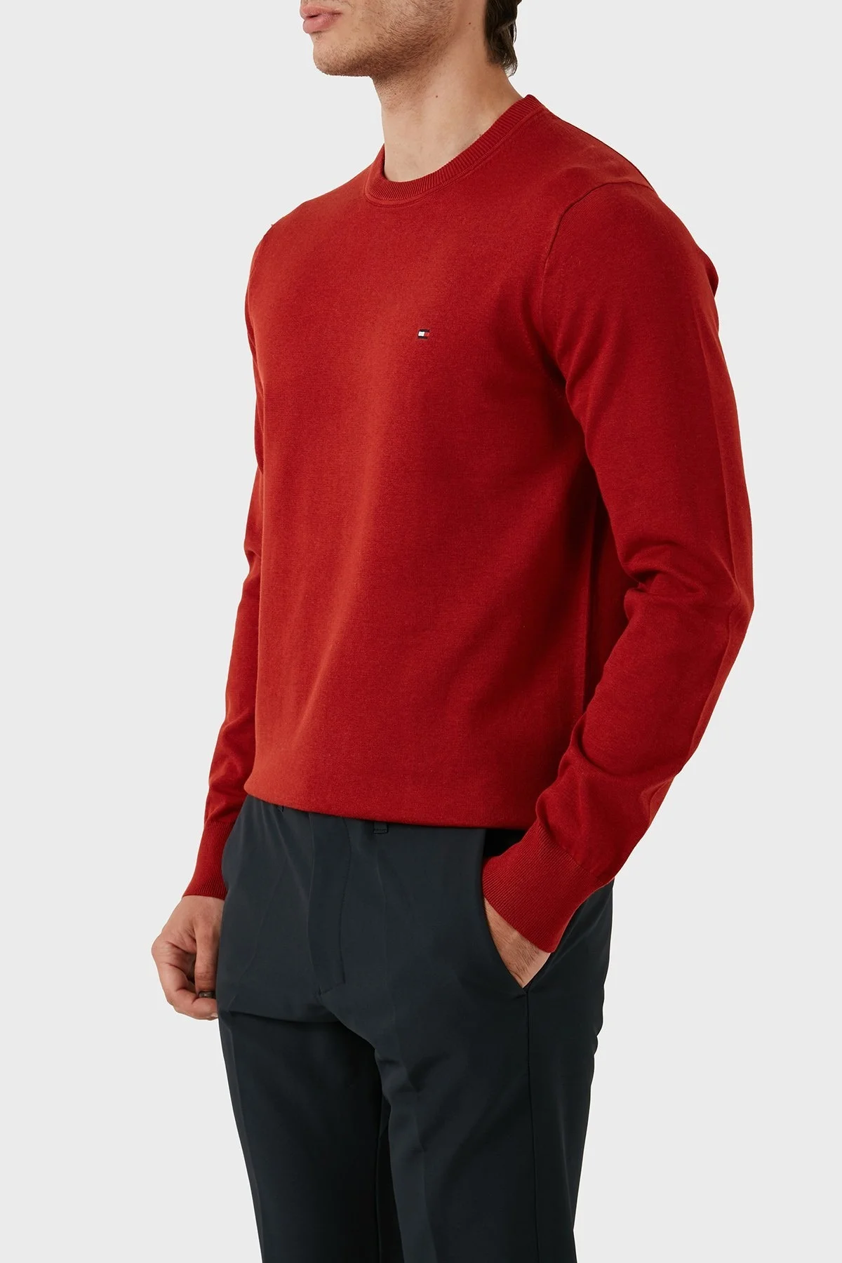 Tommy Hilfiger % 100 Pamuklu Bisiklet Yaka Erkek Sweat MW0MW21316 XNN KIRMIZI - 4