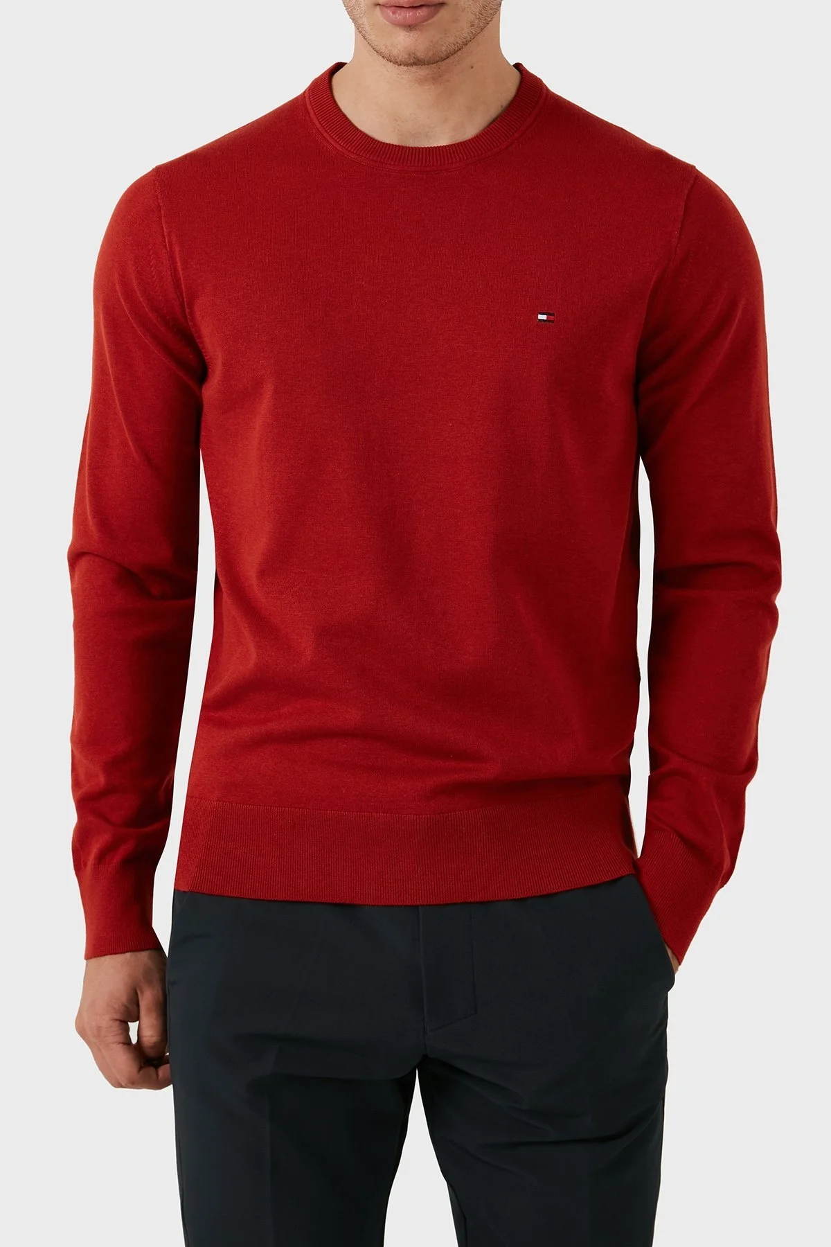 Tommy Hilfiger % 100 Pamuklu Bisiklet Yaka Erkek Sweat MW0MW21316 XNN KIRMIZI - 5