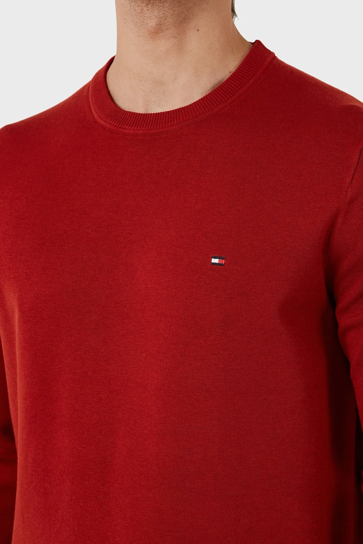 Tommy Hilfiger % 100 Pamuklu Bisiklet Yaka Erkek Sweat MW0MW21316 XNN KIRMIZI - 6