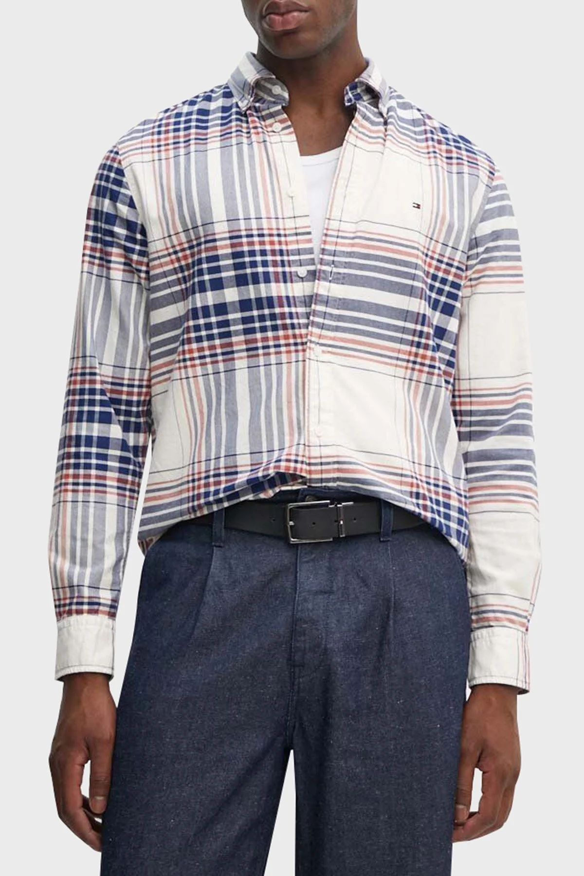 Tommy Hilfiger % 100 Pamuklu Regular Fit Erkek Gömlek MW0MW35773 0QY Krem-Kırmızı - 5