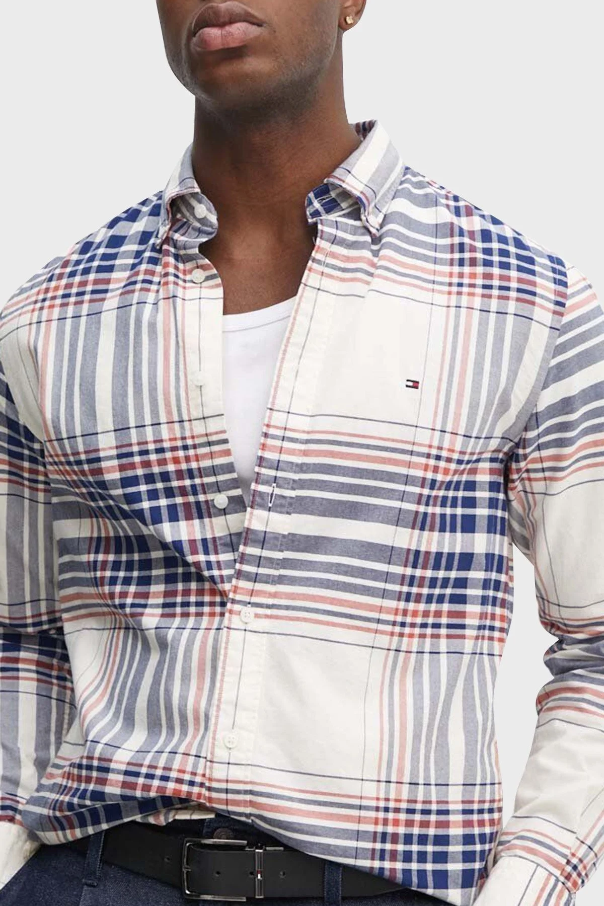 Tommy Hilfiger % 100 Pamuklu Regular Fit Erkek Gömlek MW0MW35773 0QY Krem-Kırmızı - 6