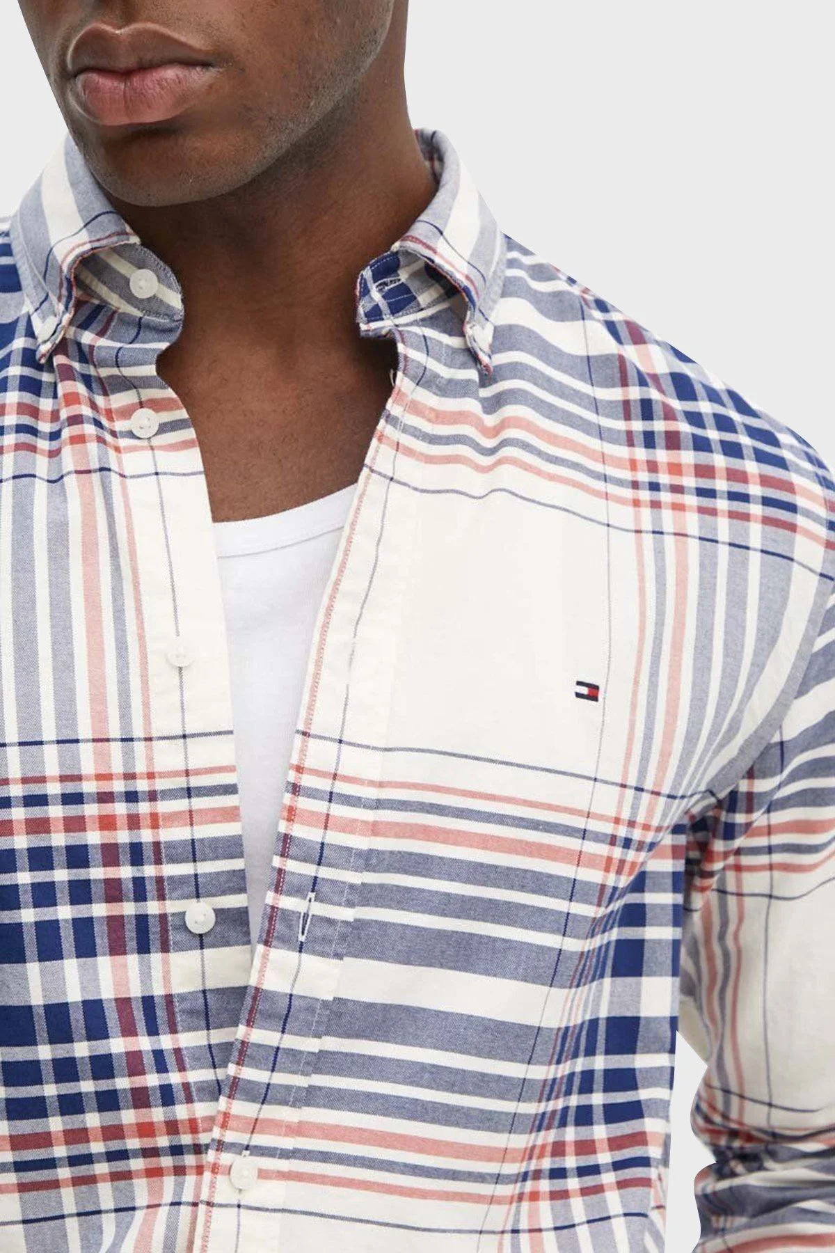 Tommy Hilfiger % 100 Pamuklu Regular Fit Erkek Gömlek MW0MW35773 0QY Krem-Kırmızı - 8