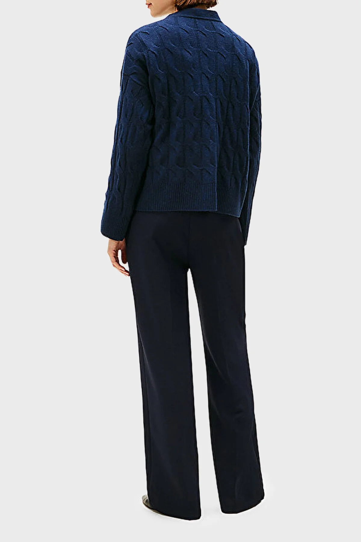 Tommy Hilfiger % 100 Yün Oversize V Yaka Örme Bayan Hırka WW0WW43089 C1G LACİVERT - 3