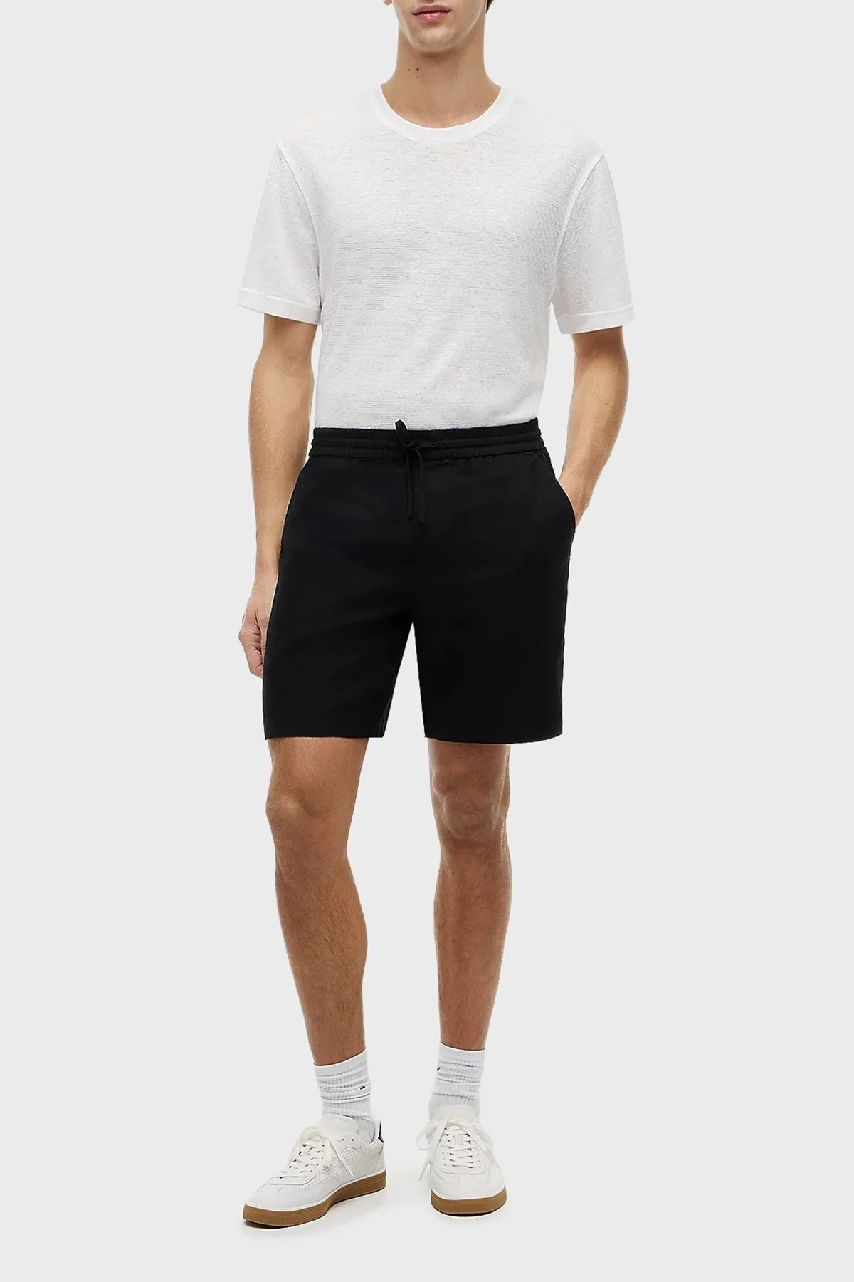 Tommy Hilfiger Bağlamalı Normal Bel Keten Bermuda Erkek Short MW0MW44353 BDS SİYAH - 2