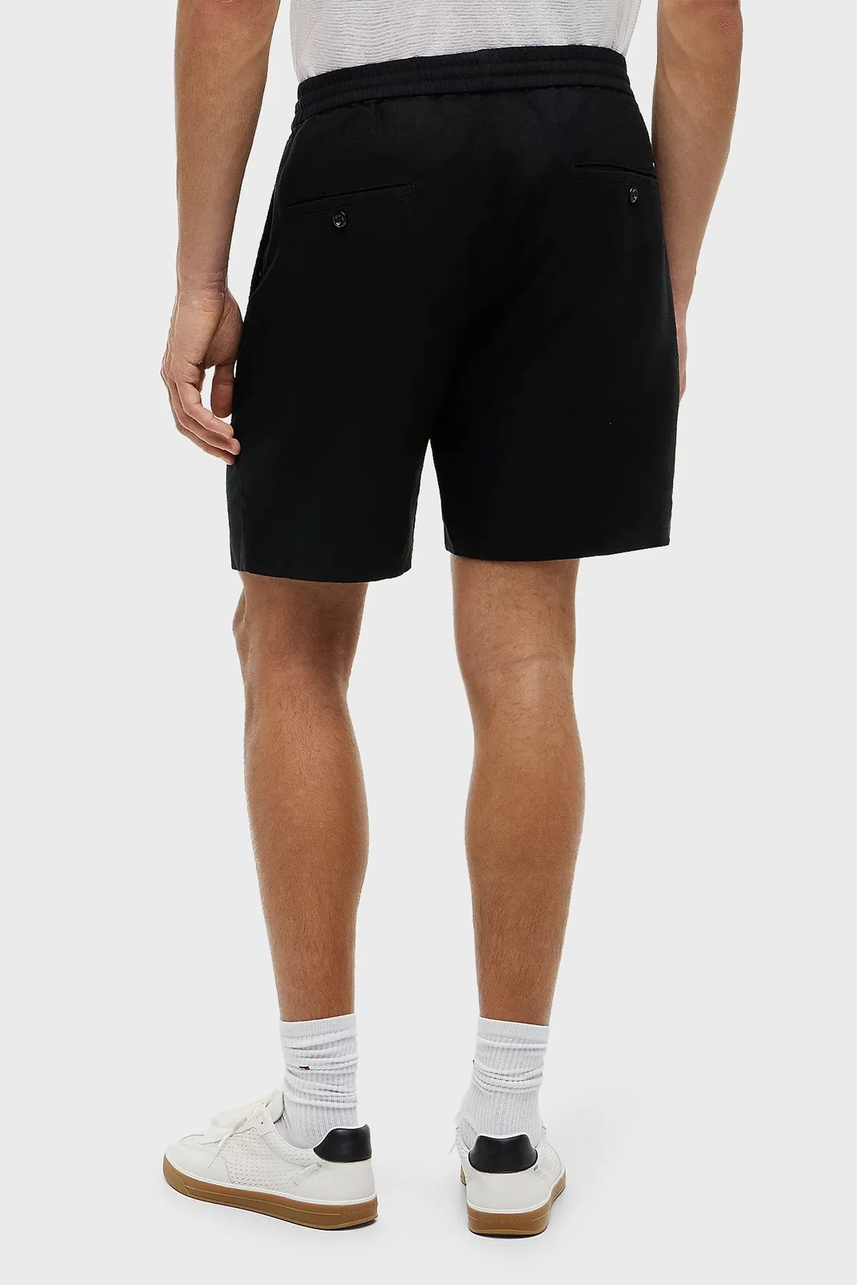 Tommy Hilfiger Bağlamalı Normal Bel Keten Bermuda Erkek Short MW0MW44353 BDS SİYAH - 3