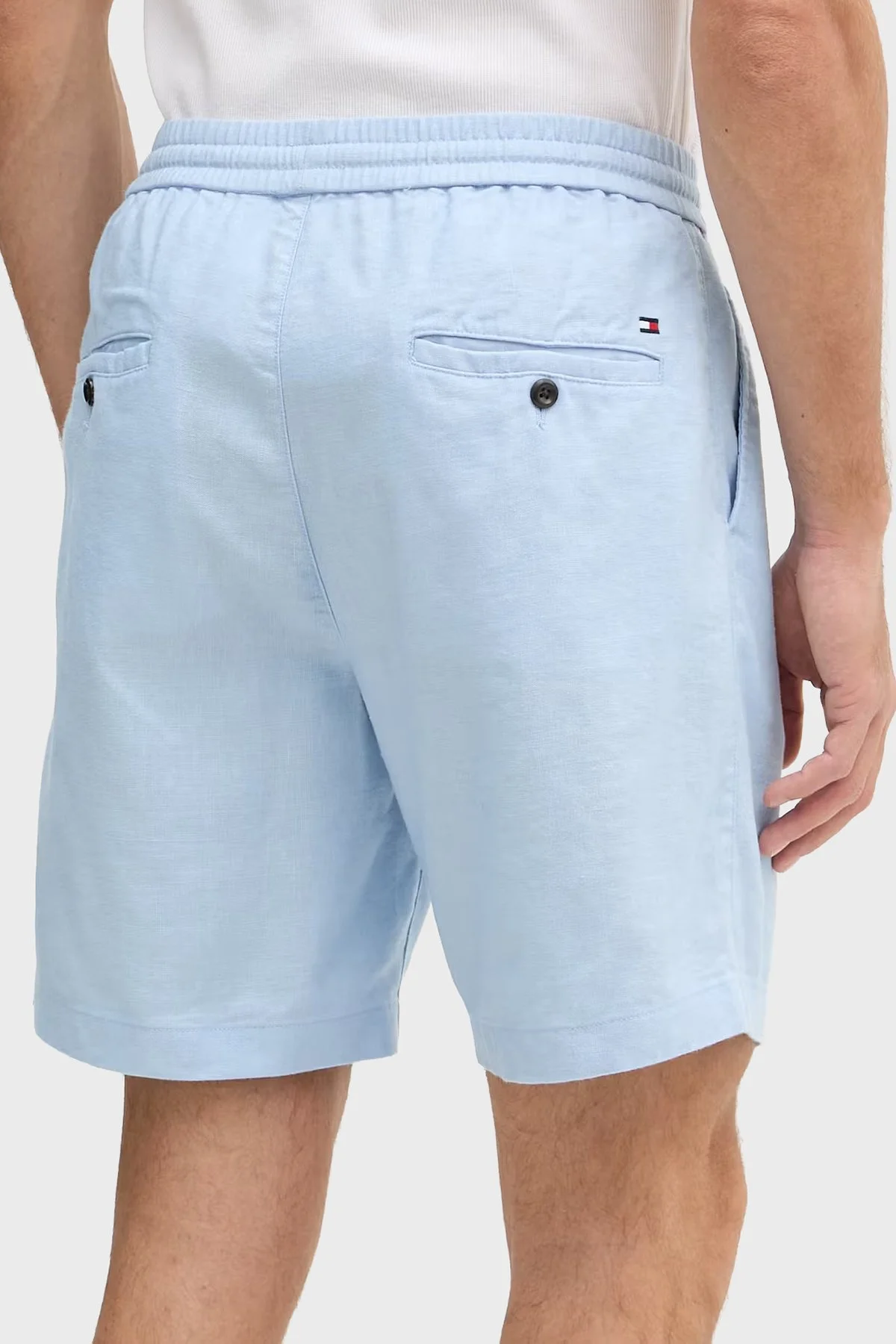 Tommy Hilfiger Bağlamalı Normal Bel Keten Bermuda Erkek Short MW0MW44353 DBR MAVİ - 3