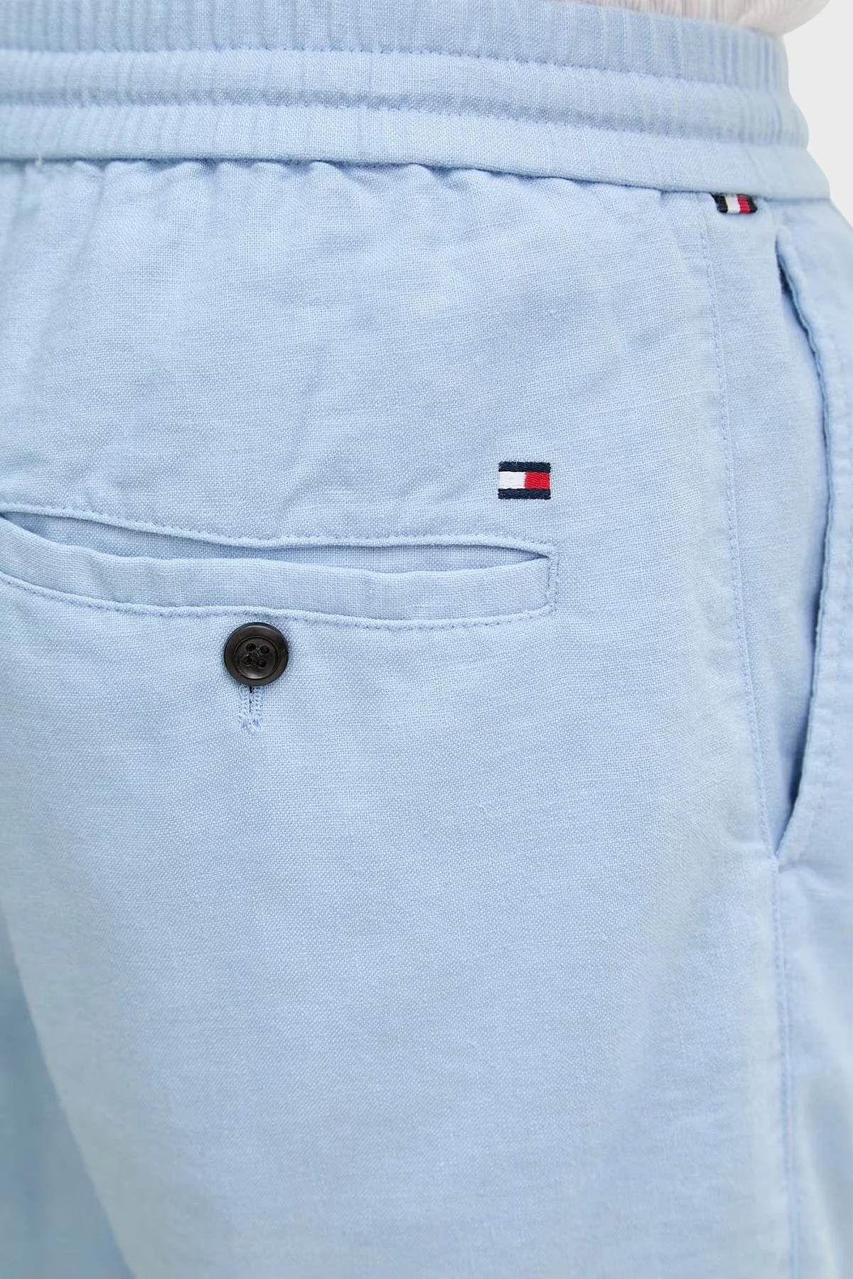 Tommy Hilfiger Bağlamalı Normal Bel Keten Bermuda Erkek Short MW0MW44353 DBR MAVİ - 4