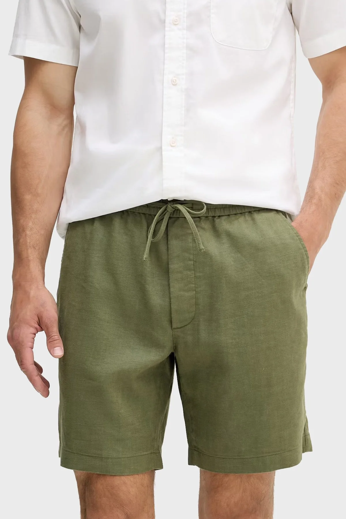 Tommy Hilfiger Bağlamalı Normal Bel Keten Bermuda Erkek Short MW0MW44353 MSX YEŞİL - 1