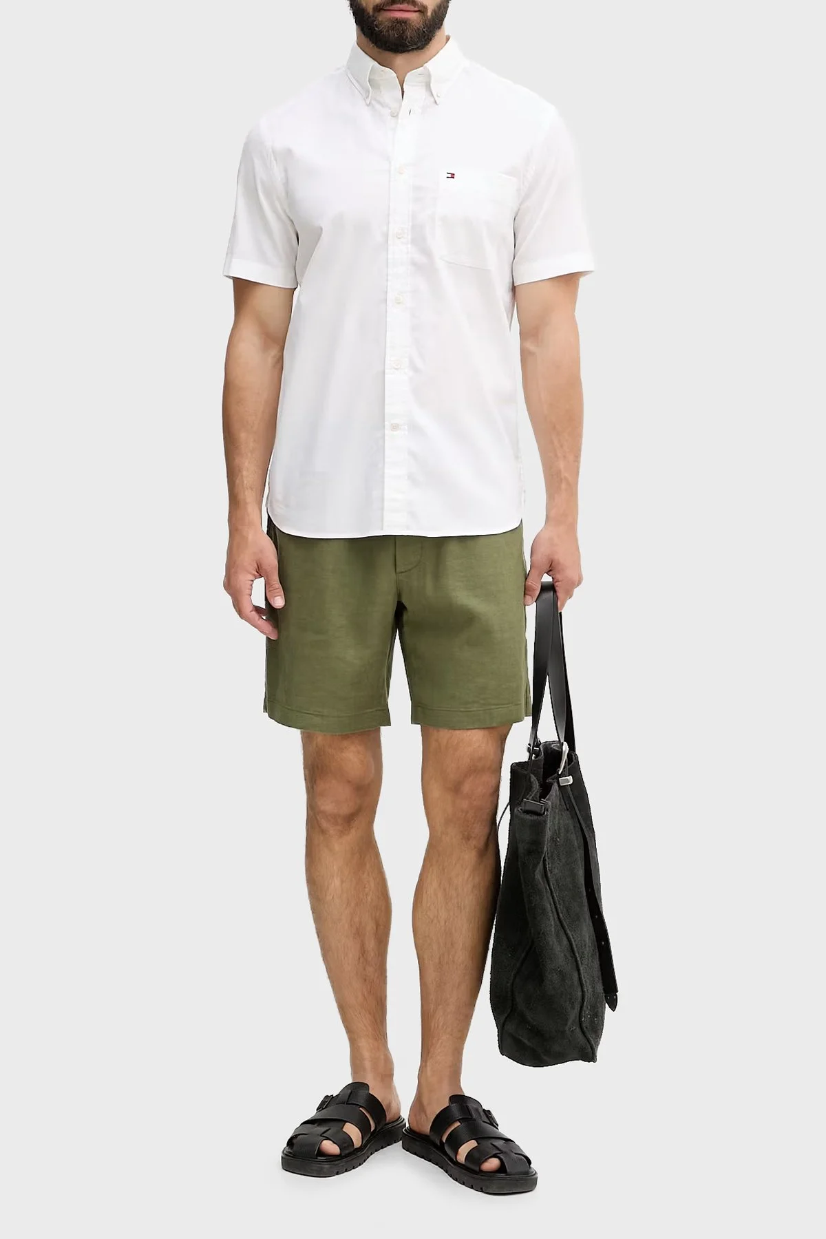 Tommy Hilfiger Bağlamalı Normal Bel Keten Bermuda Erkek Short MW0MW44353 MSX YEŞİL - 2