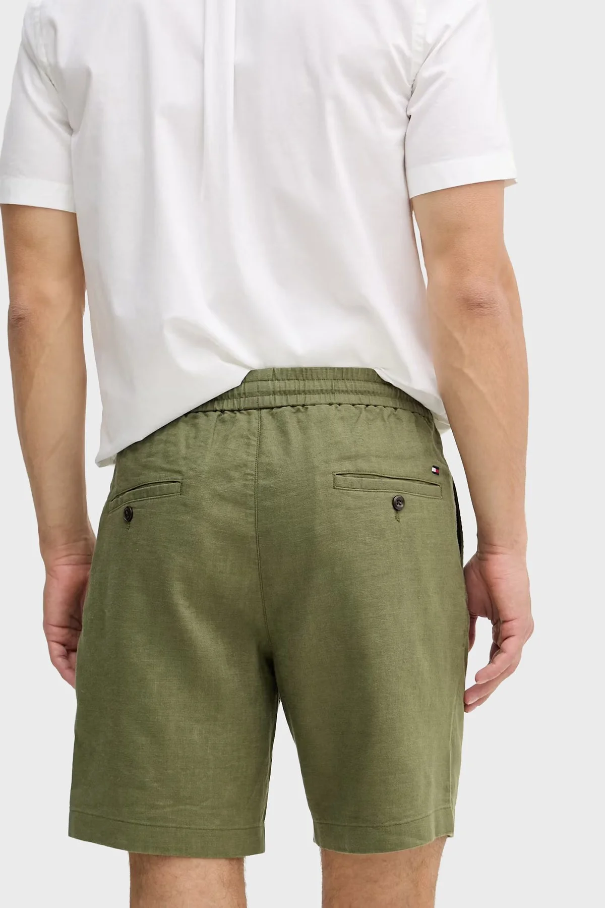Tommy Hilfiger Bağlamalı Normal Bel Keten Bermuda Erkek Short MW0MW44353 MSX YEŞİL - 3