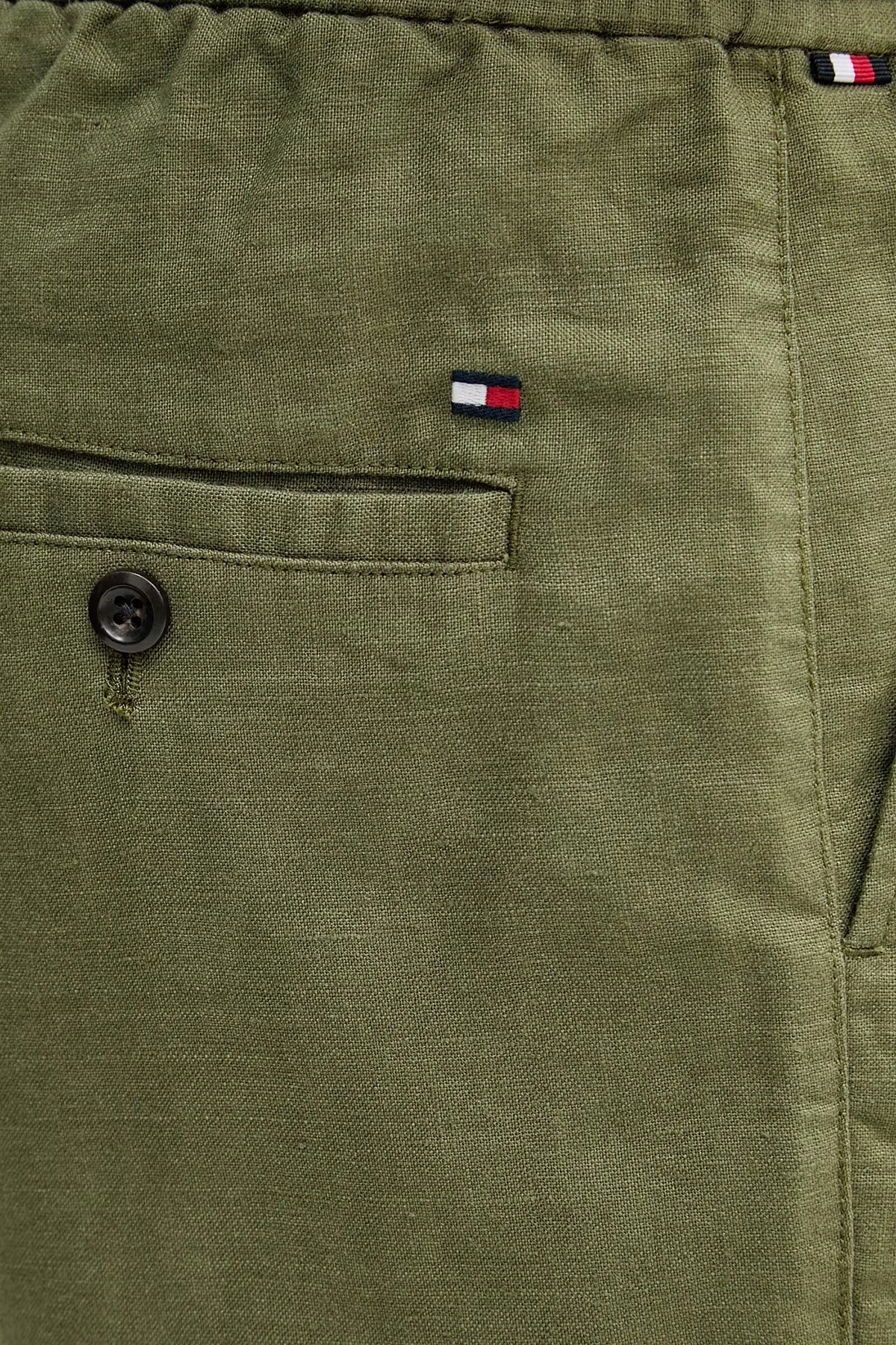 Tommy Hilfiger Bağlamalı Normal Bel Keten Bermuda Erkek Short MW0MW44353 MSX YEŞİL - 4