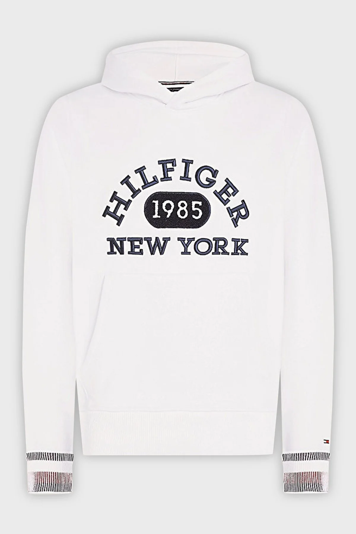 Tommy Hilfiger Baskılı Kapüşonlu Kanguru Cepli Regular Fit Erkek Sweat MW0MW32682 YBH BEYAZ - 5