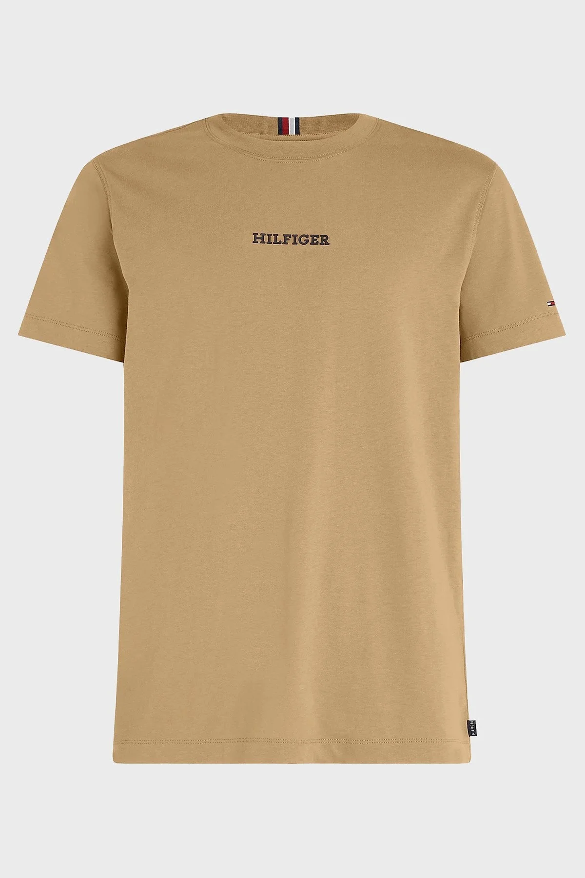 Tommy Hilfiger Bisiklet Yaka % 100 Pamuk Regular Fit Erkek T Shirt MW0MW31538 RBL CAMEL - 5