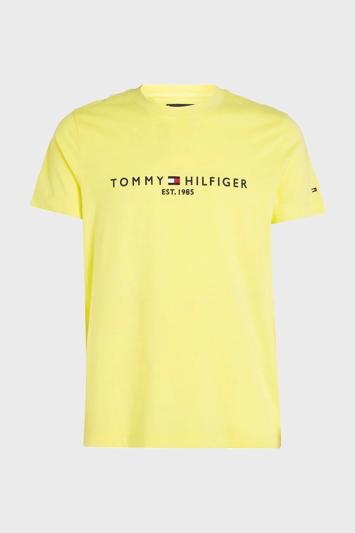 Tommy Hilfiger Bisiklet Yaka % 100 Pamuk Regular Fit Erkek T Shirt MW0MW35186 ZIN SARI - 1