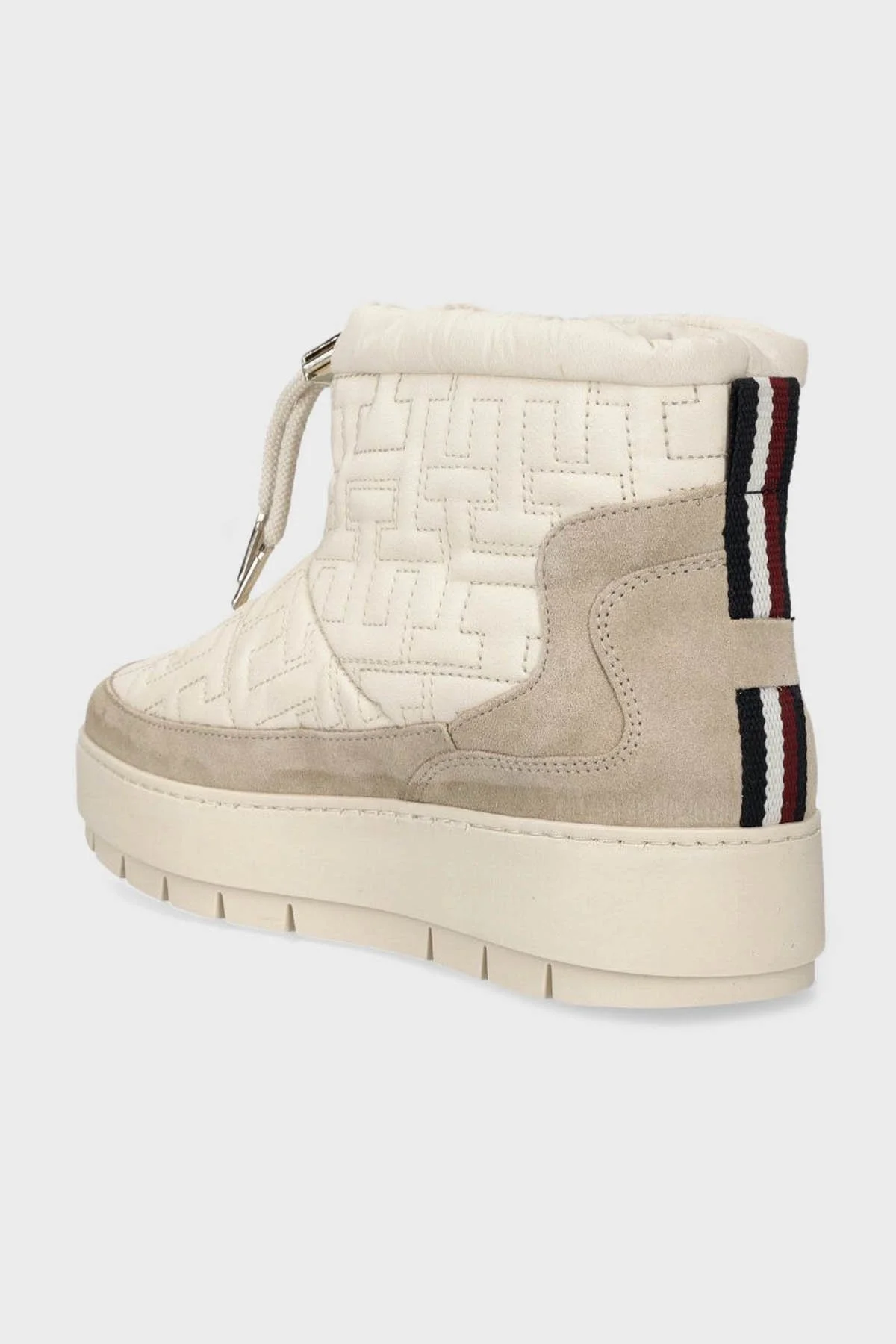 Tommy Hilfiger Büzgülü Süet Bayan Kar Botu FW0FW07637 YBH BEYAZ - 3