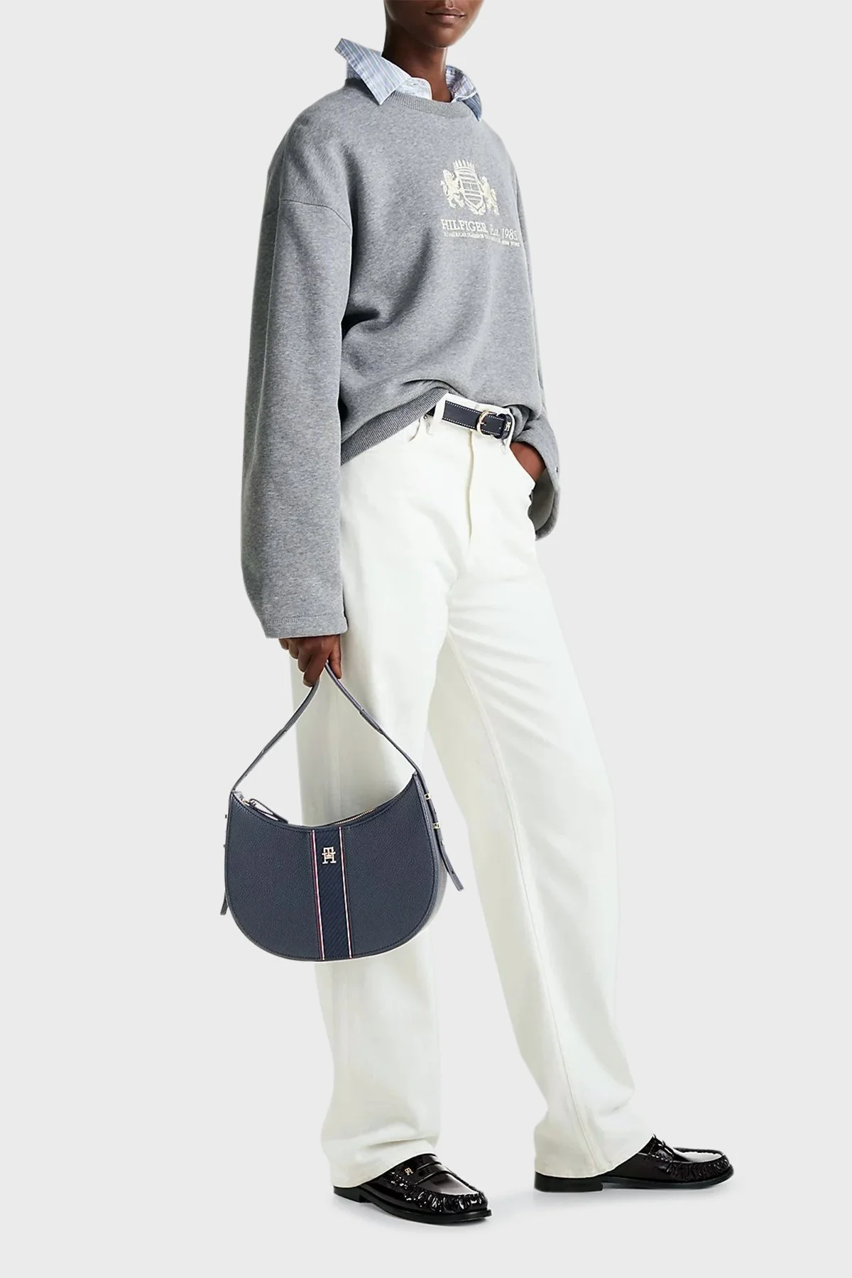 Tommy Hilfiger Çakıl Taşı Desenli Omuz Askılı Bayan Çanta AW0AW16899 DW6 LACİVERT - 2