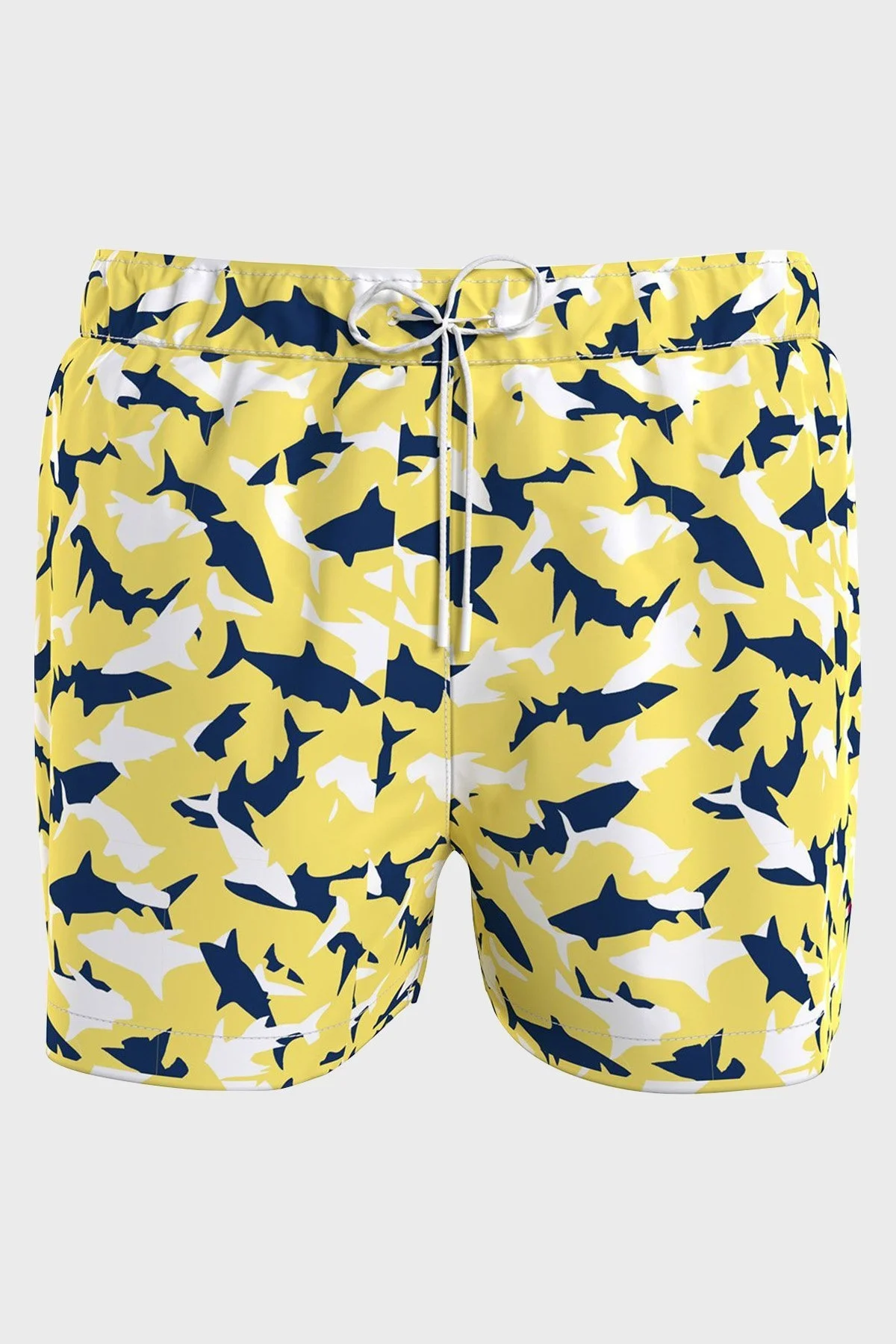 Tommy Hilfiger Desenli Deniz Şortu Belden Bağlamalı Cepli Erkek Mayo Short UM0UM03275 0LJ SARI-LACİVERT - 1