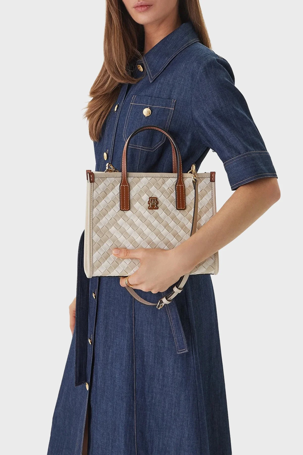 Tommy Hilfiger Çıkarılabilir Askılı Tote Kadın Çanta AW0AW18393 0F4 BEJ - 2