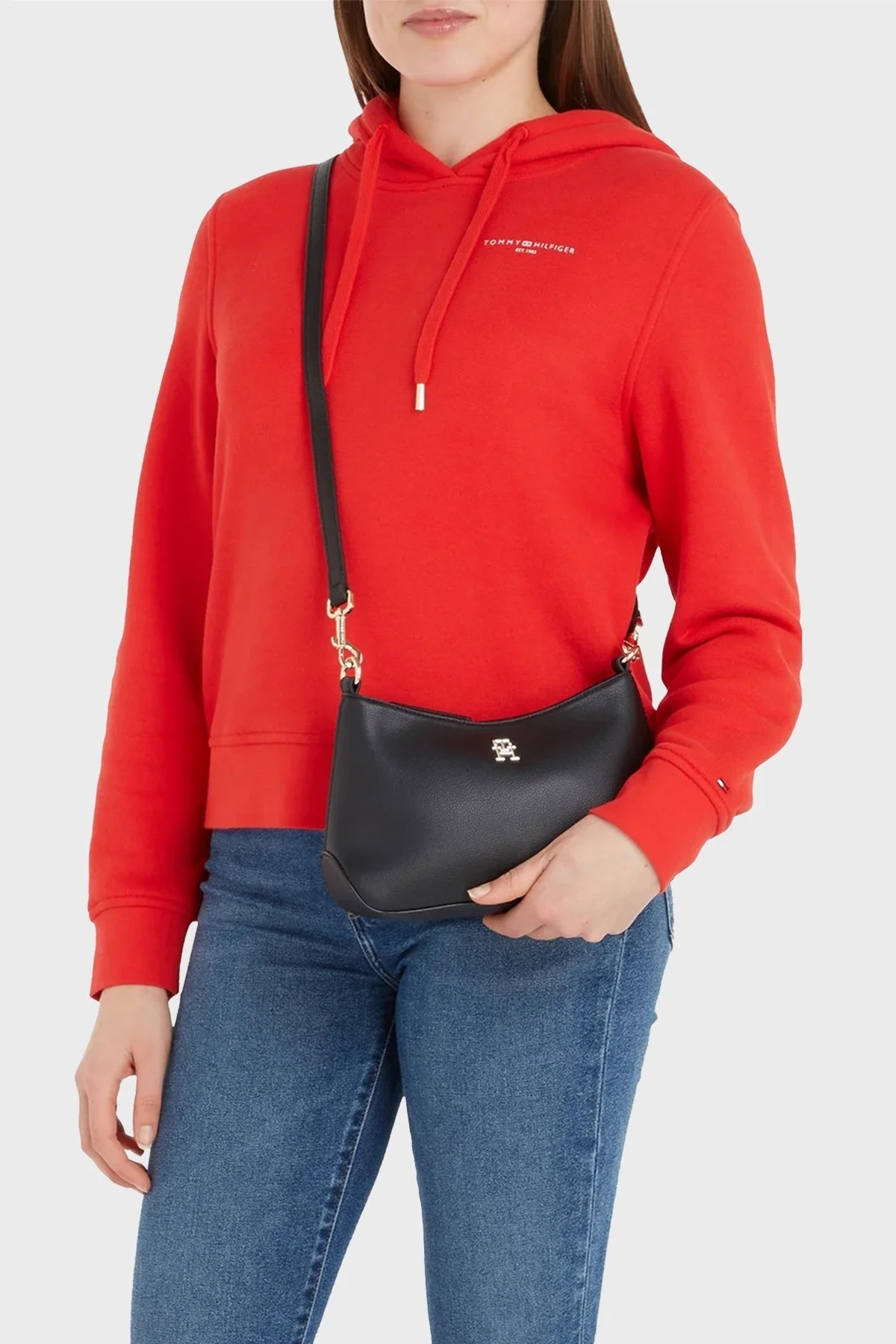 Tommy Hilfiger Çıkarılabilir Ayarlanabilir Omuz Askılı Logolu Deri Bayan Çanta AW0AW15196 BDS SİYAH - 2