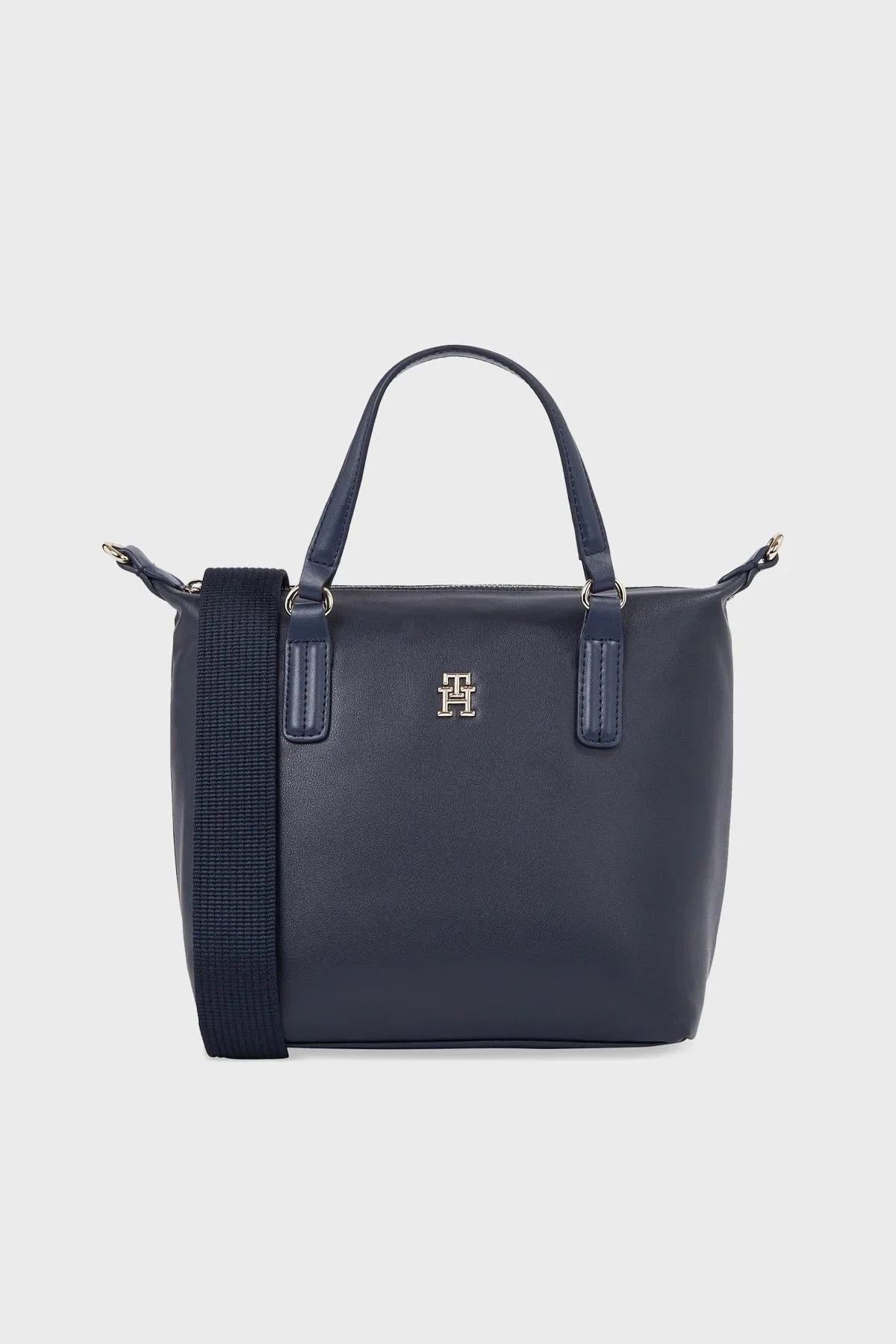 Tommy Hilfiger Çıkarılabilir Ayarlanabilir Omuz Askılı Logolu Fermuarlı Deri Bayan Çanta AW0AW15592 DW6 LACİVERT - 1