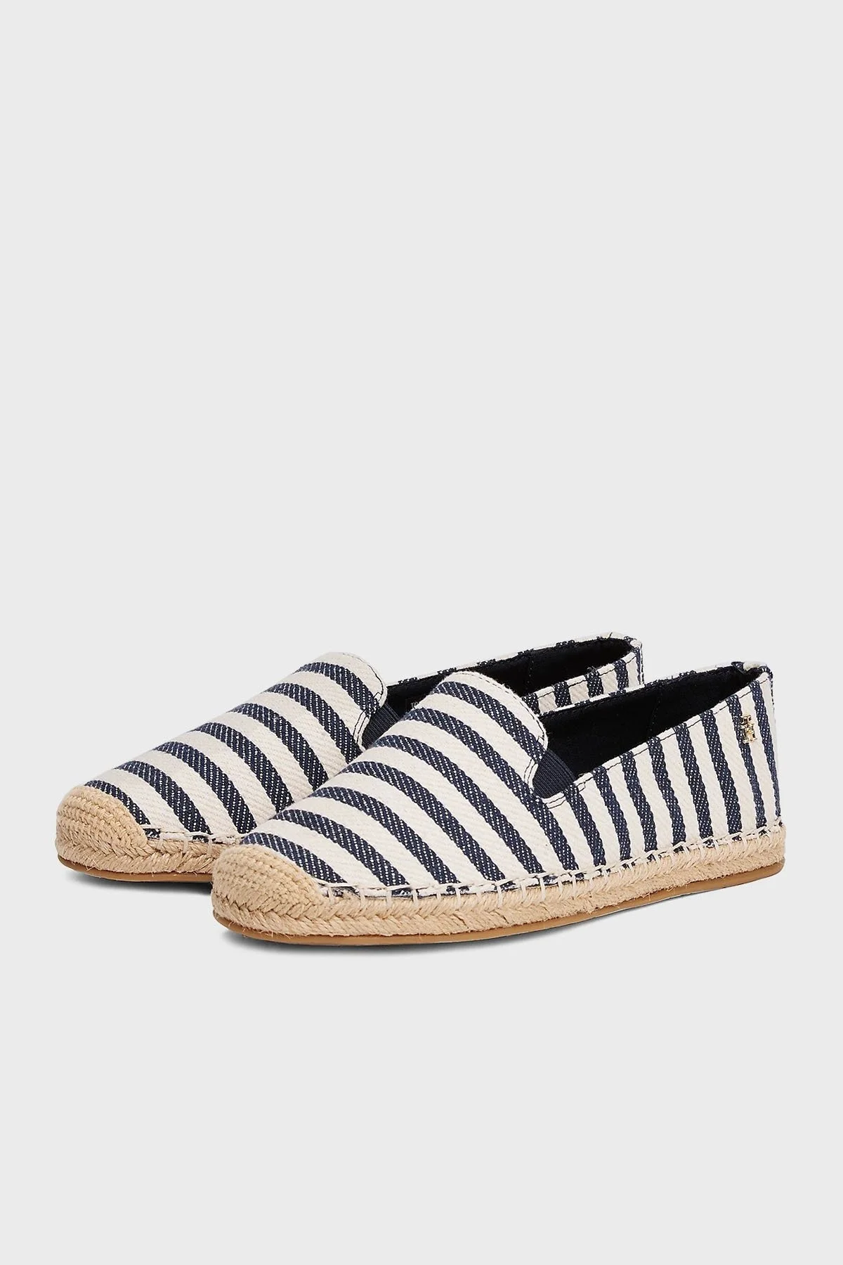 Tommy Hilfiger Çizgili % 100 Pamuk Jüt Detaylı Bayan Espadril FW0FW08653 0GZ BEYAZ-MAVİ - 3