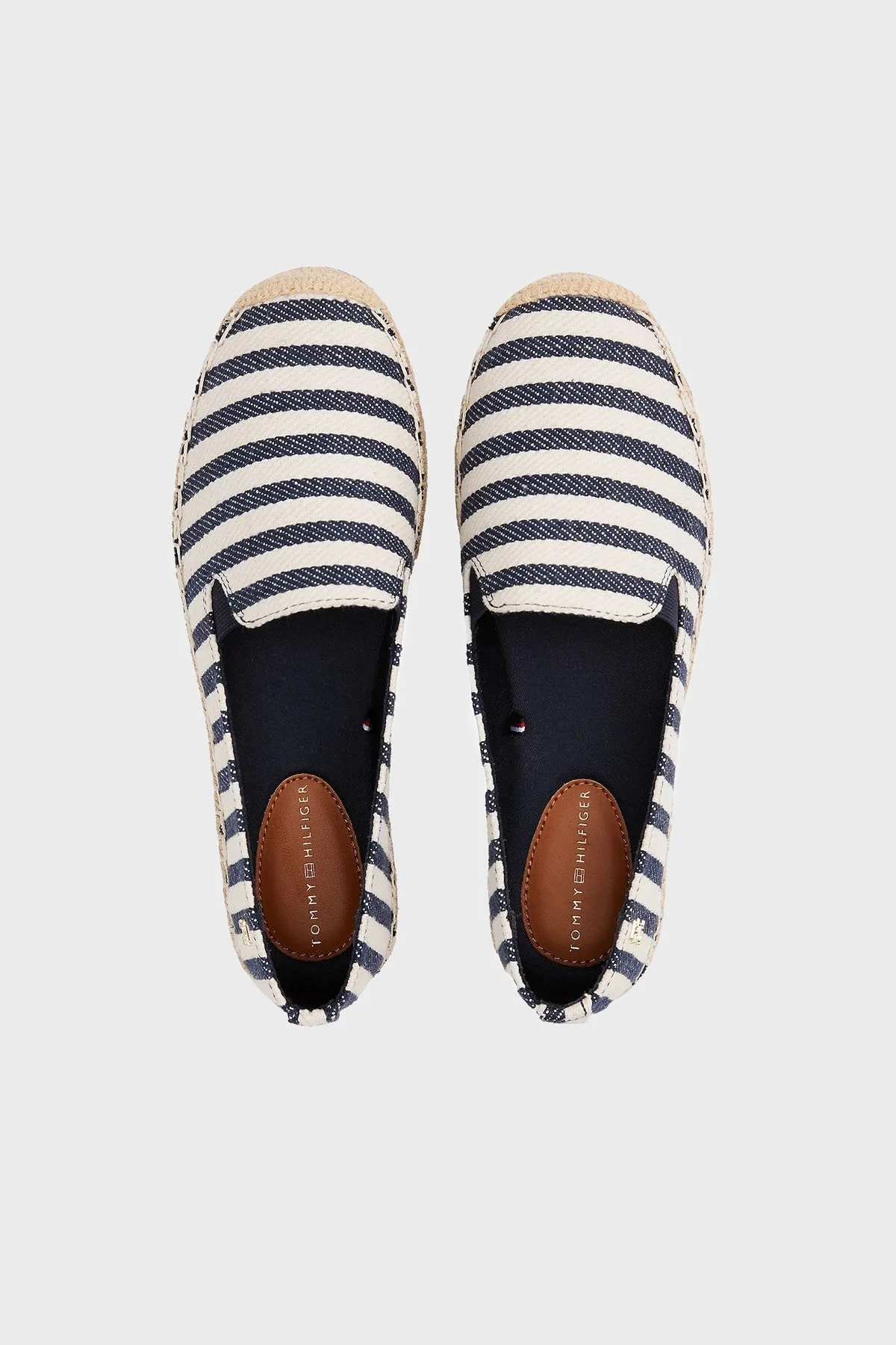 Tommy Hilfiger Çizgili % 100 Pamuk Jüt Detaylı Bayan Espadril FW0FW08653 0GZ BEYAZ-MAVİ - 4