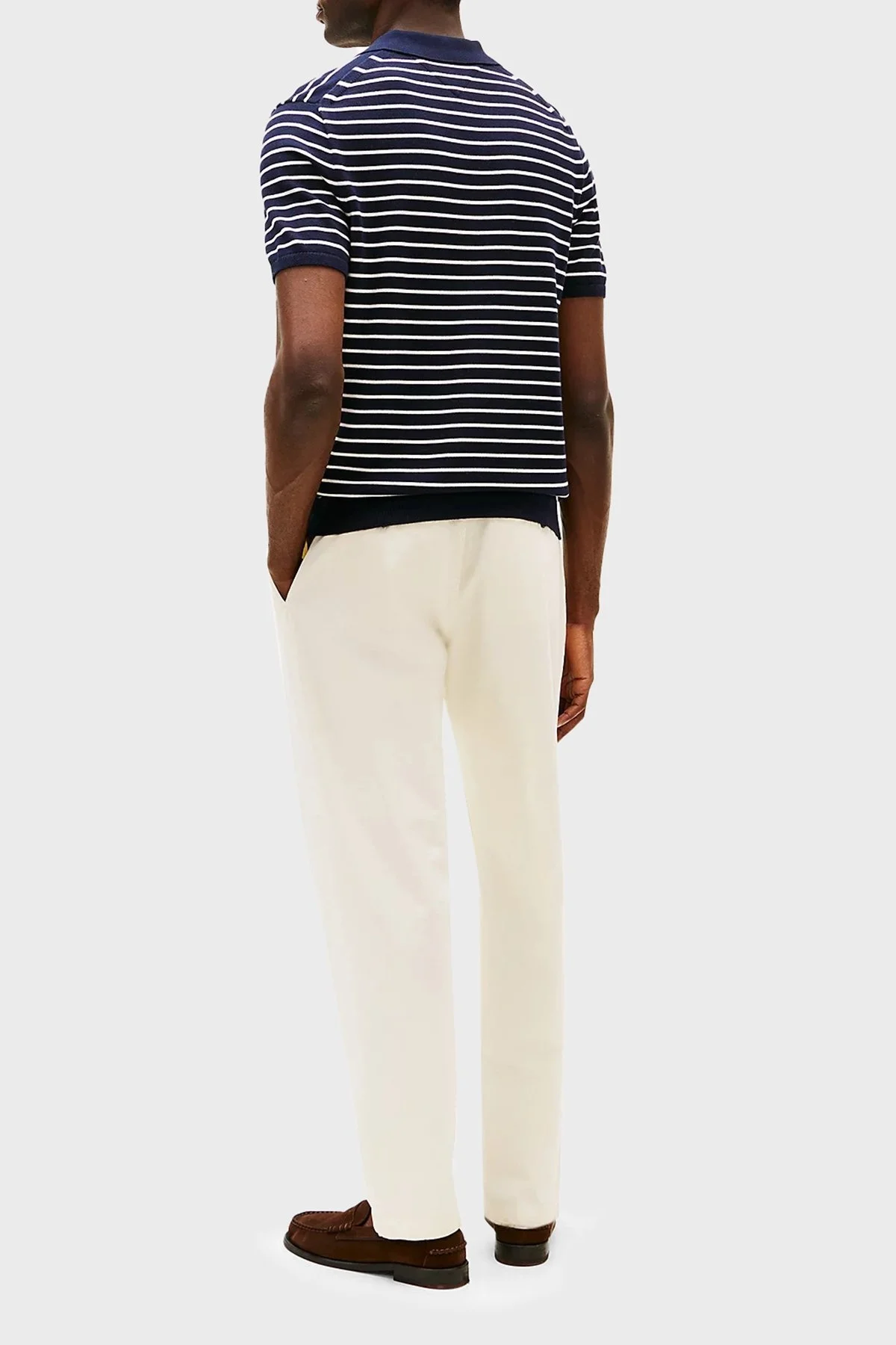 Tommy Hilfiger Çizgili % 100 Pamuk Regular Fit Düğmeli Erkek Polo Yaka T Shirt MW0MW37396 0A6 LACİVERT - 8