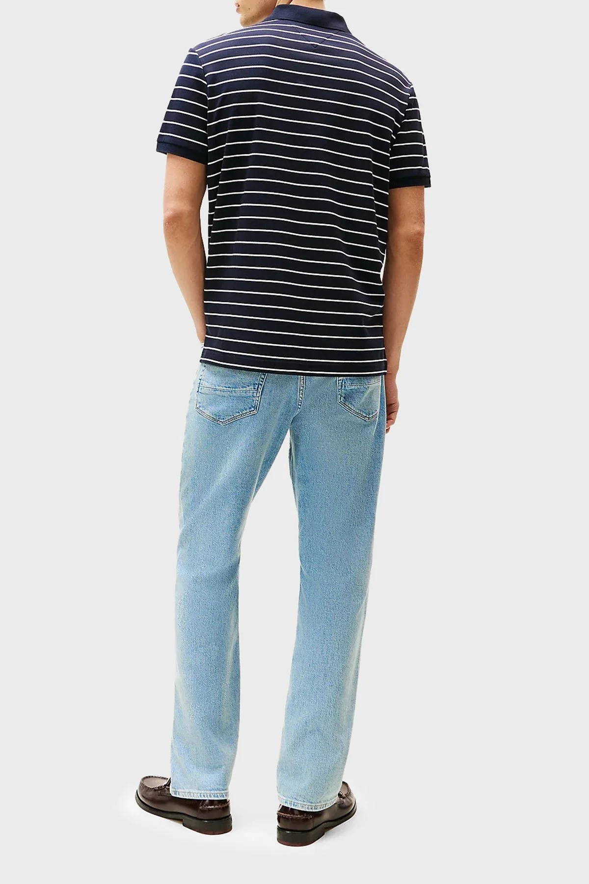 Tommy Hilfiger Çizgili % 100 Pamuk Regular Fit Düğmeli Erkek Polo Yaka T Shirt MW0MW39994 0A7 MAVİ - 3