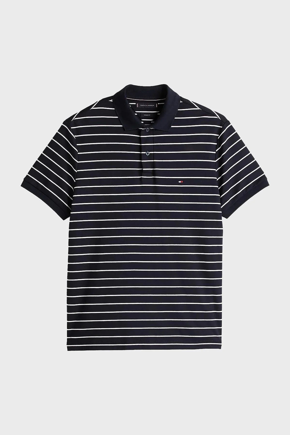 Tommy Hilfiger Çizgili % 100 Pamuk Regular Fit Düğmeli Erkek Polo Yaka T Shirt MW0MW39994 0A7 MAVİ - 5