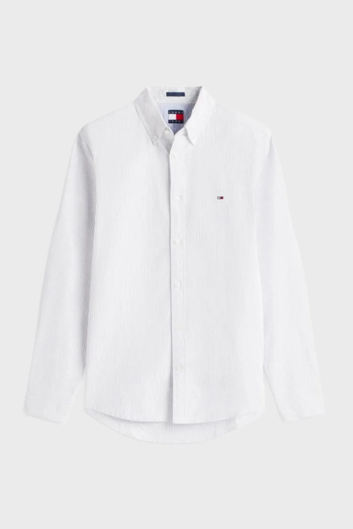 Tommy Hilfiger Çizgili % 100 Pamuk Slim Fit Uzun Kollu Erkek Gömlek DM0DM20668 C5X MAVİ - 4