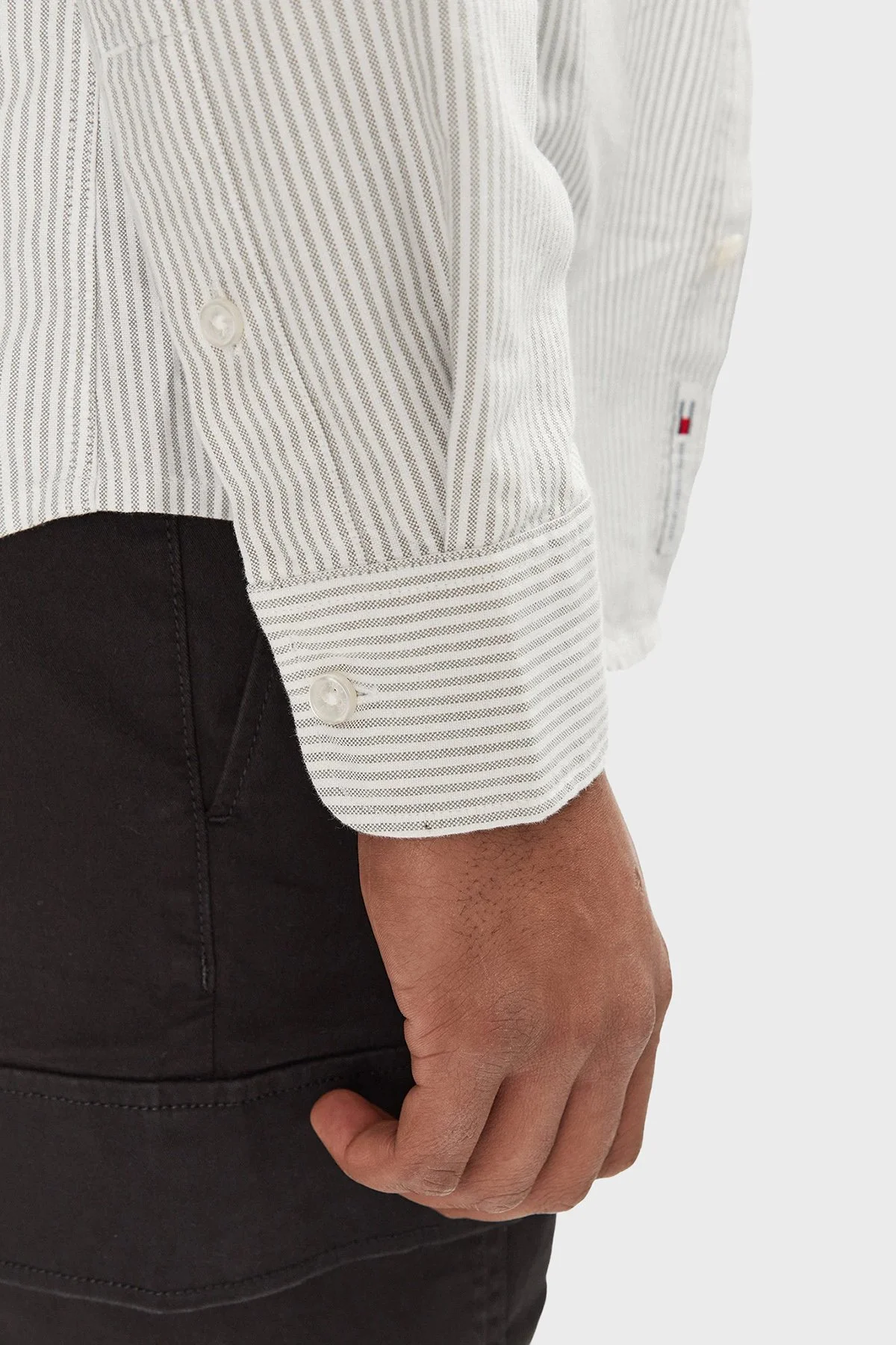 Tommy Hilfiger Çizgili % 100 Pamuk Slim Fit Uzun Kollu Erkek Gömlek DM0DM20668 GY1 KOYU YEŞİL - 5