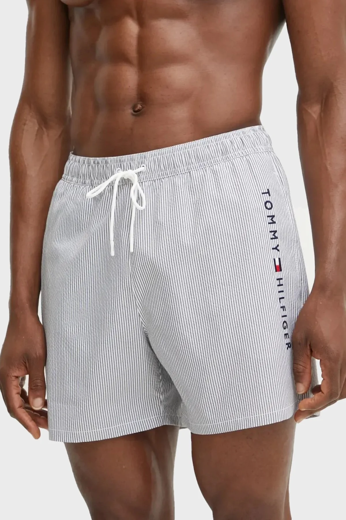 Tommy Hilfiger Çizgili Belden Bağlamalı Erkek Mayo Short UM0UM03265 0K5 BEYAZ - 7