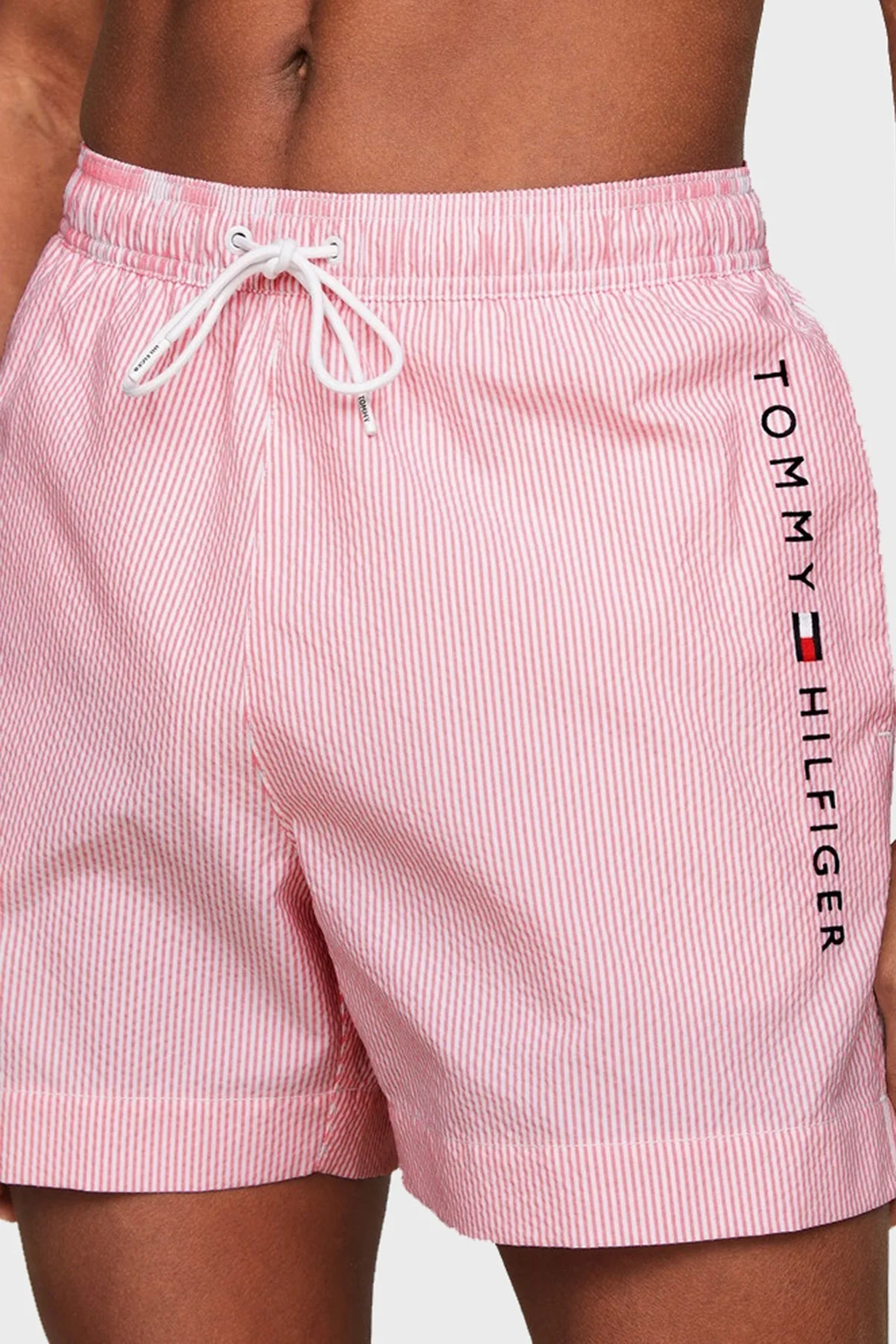 Tommy Hilfiger Çizgili Belden Bağlamalı Erkek Mayo Short UM0UM03265 0K9 KIRMIZI-BEYAZ - 1