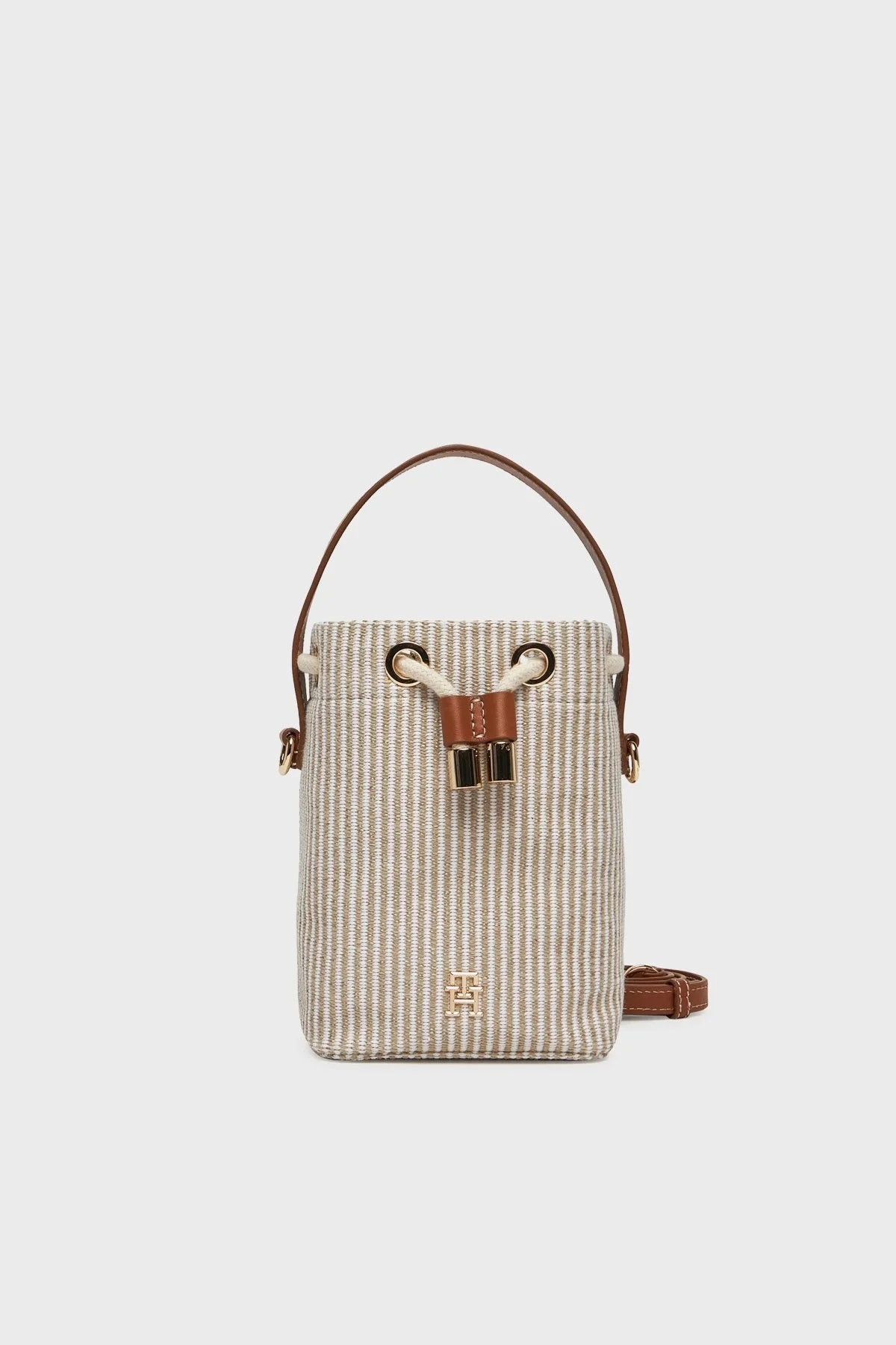 Tommy Hilfiger Çizgili Çıkarılabilir Askılı Bayan Çanta AW0AW17215 0F4 BEJ - 1