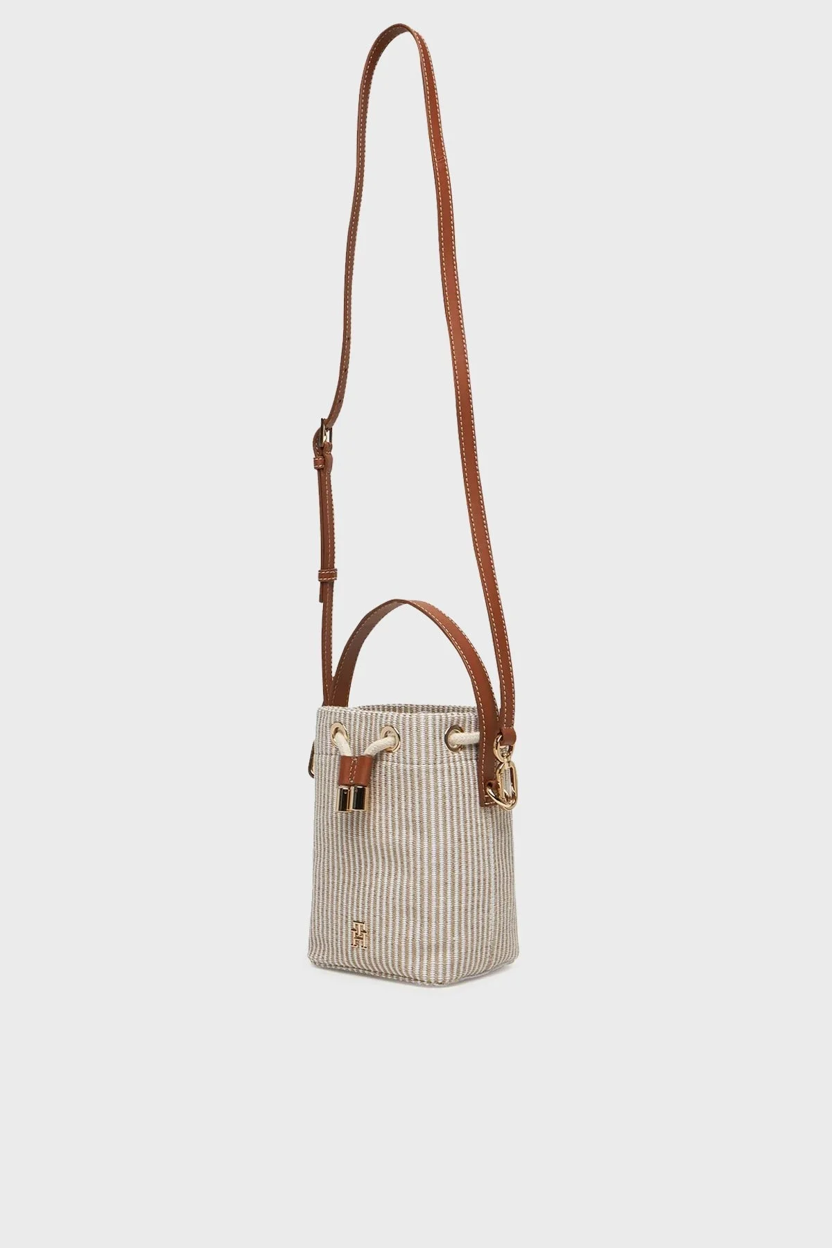 Tommy Hilfiger Çizgili Çıkarılabilir Askılı Bayan Çanta AW0AW17215 0F4 BEJ - 3