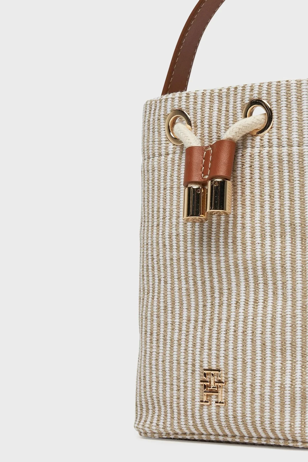 Tommy Hilfiger Çizgili Çıkarılabilir Askılı Bayan Çanta AW0AW17215 0F4 BEJ - 4