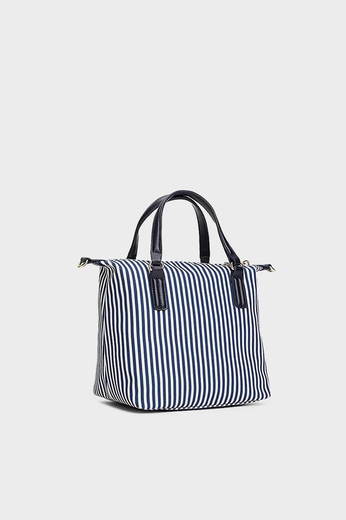 Tommy Hilfiger Çizgili Çıkarılabilir Askılı Canvas Tote Bayan Çanta AW0AW17202 0GY BEYAZ-LACİVERT - 8