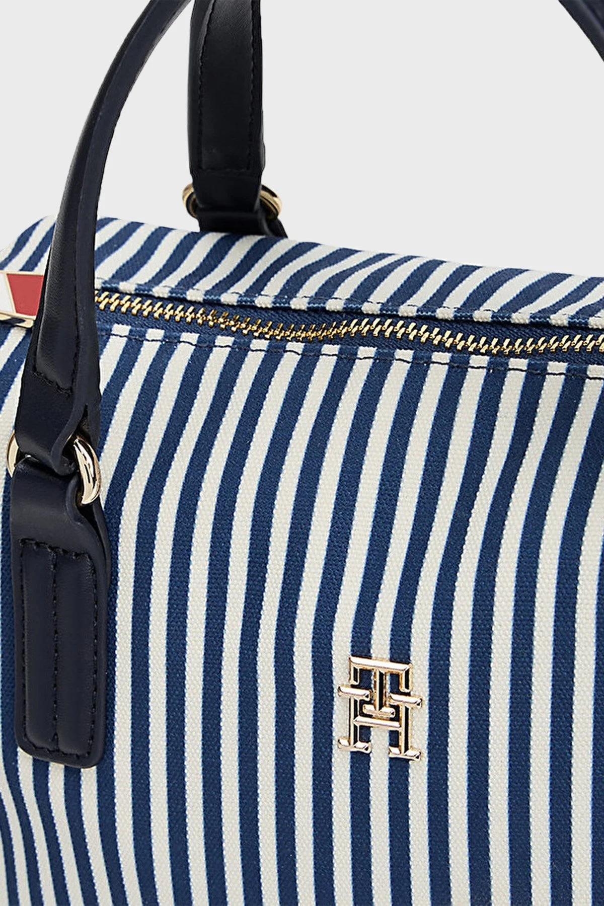 Tommy Hilfiger Çizgili Çıkarılabilir Askılı Canvas Tote Bayan Çanta AW0AW17202 0GY BEYAZ-LACİVERT - 9