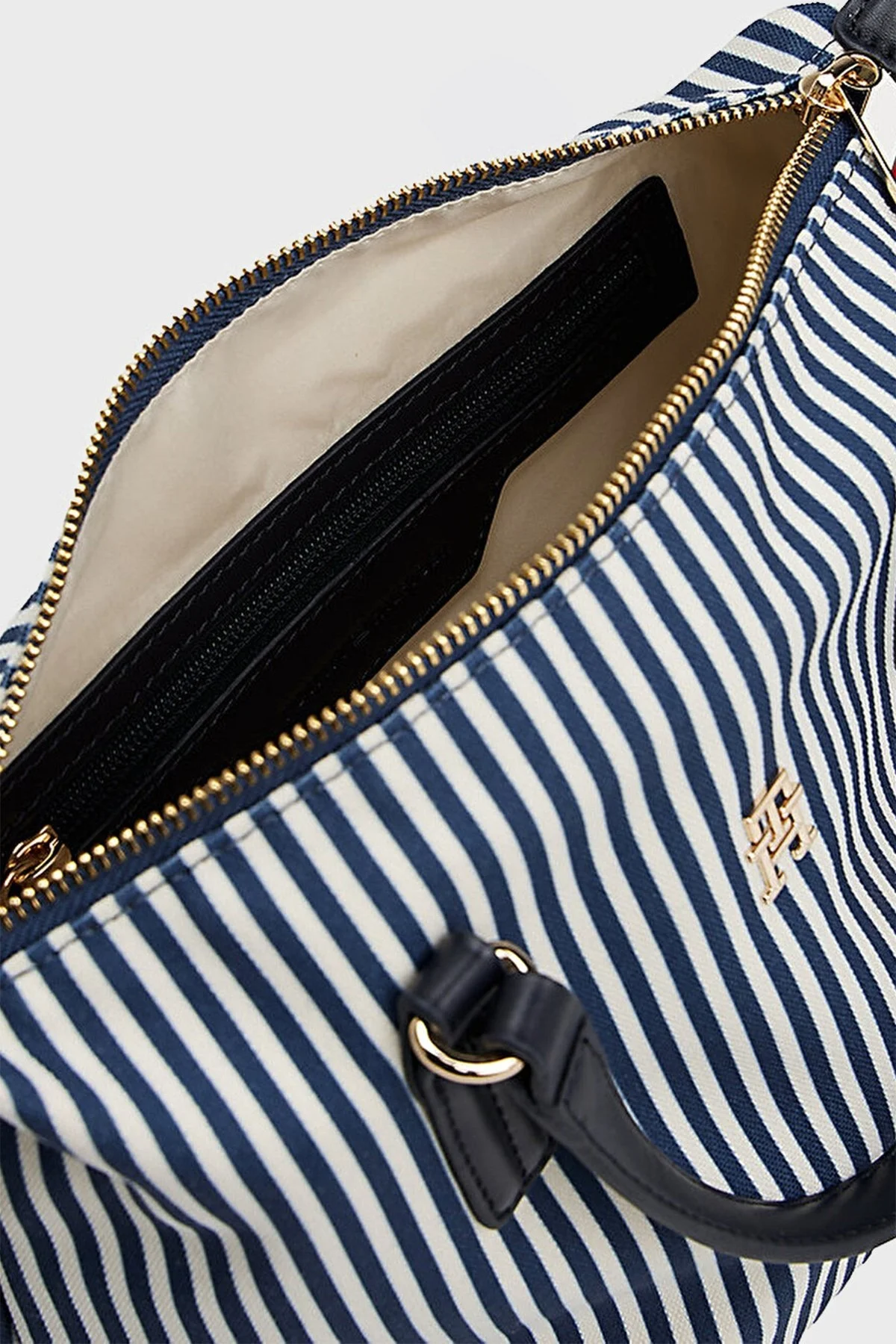 Tommy Hilfiger Çizgili Çıkarılabilir Askılı Canvas Tote Bayan Çanta AW0AW17202 0GY BEYAZ-LACİVERT - 10