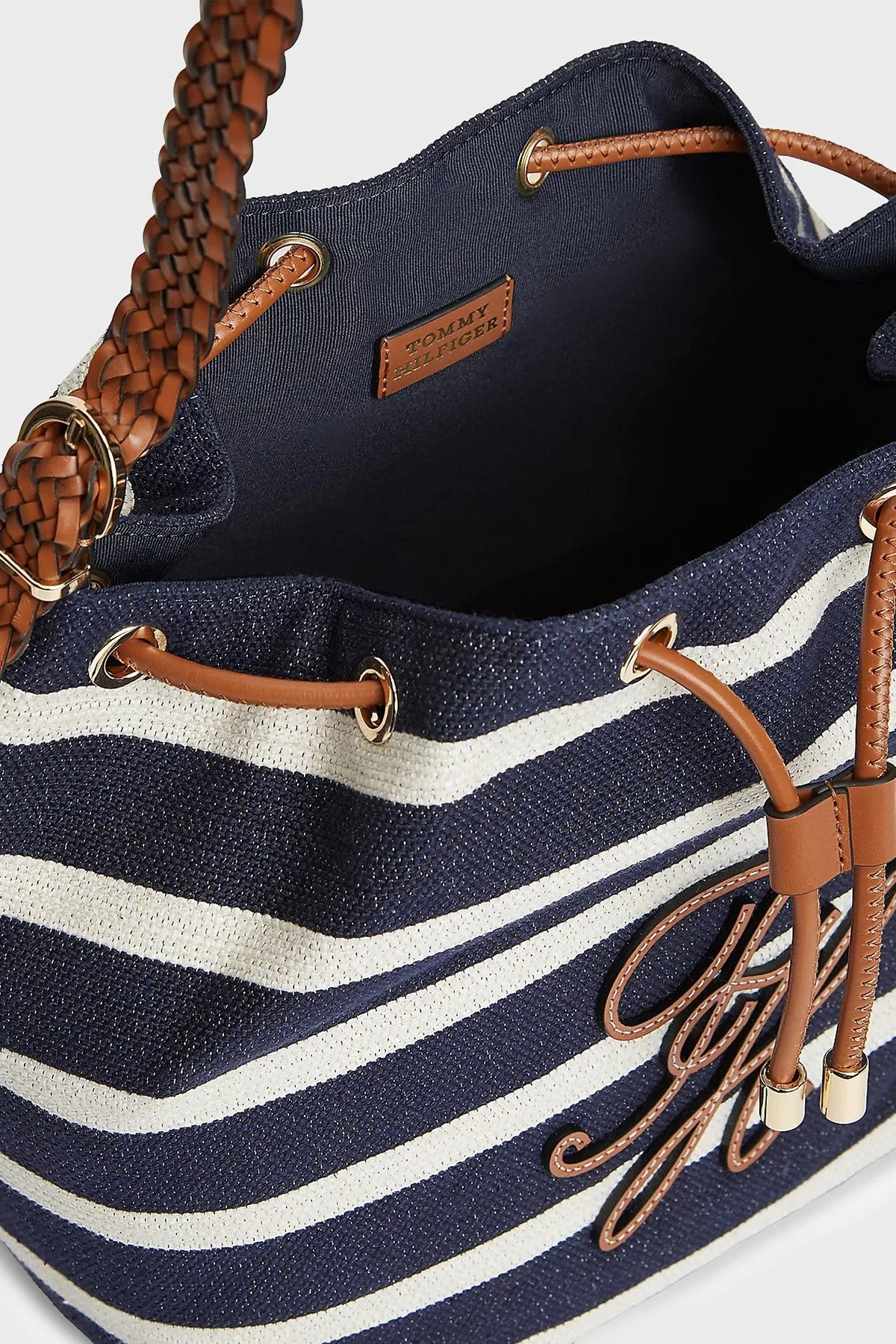 Tommy Hilfiger Çizgili Logolu Ayarlanabilir Askılı Kadın Çanta AW0AW18401 0GY LACİVERT-BEYAZ - 4