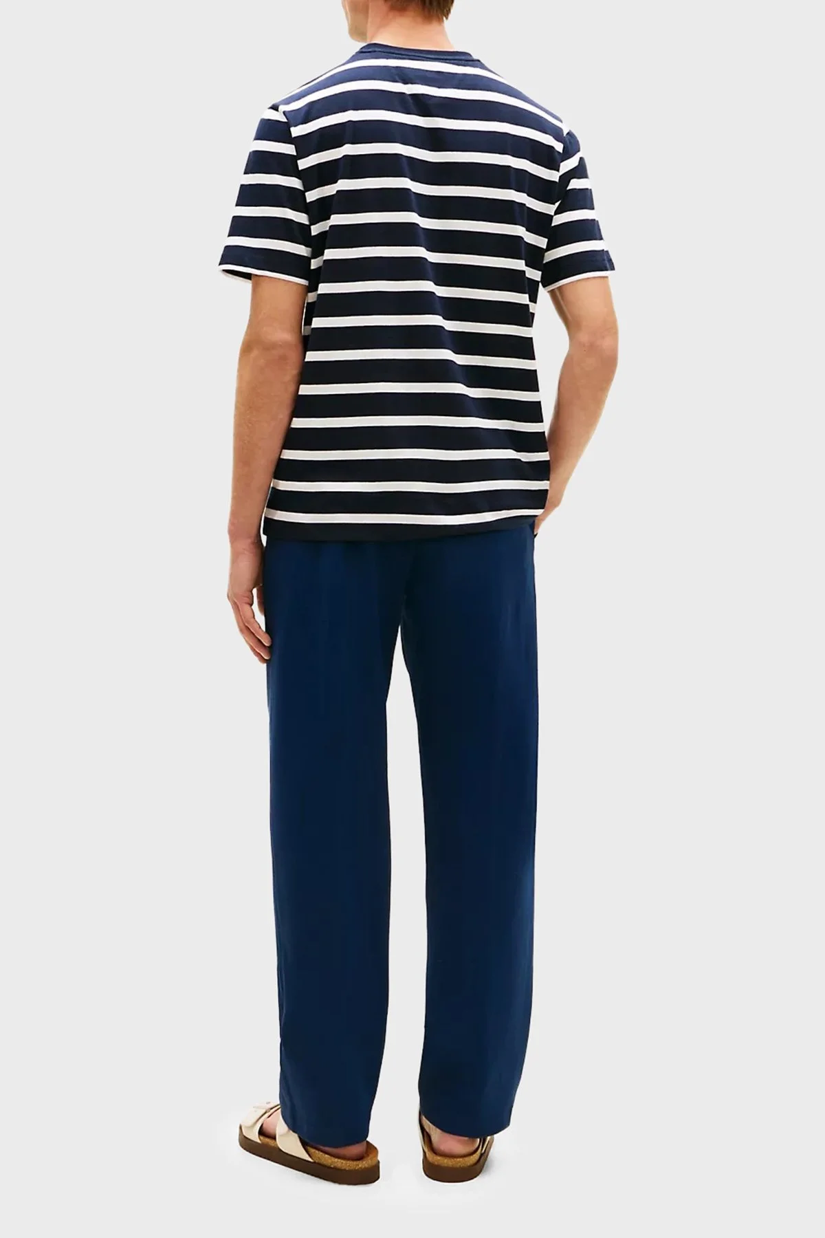 Tommy Hilfiger Çizgili Pamuklu Regular Fit Bisiklet Yaka Erkek T Shirt MW0MW41378 0BC LACİVERT-BEYAZ - 3