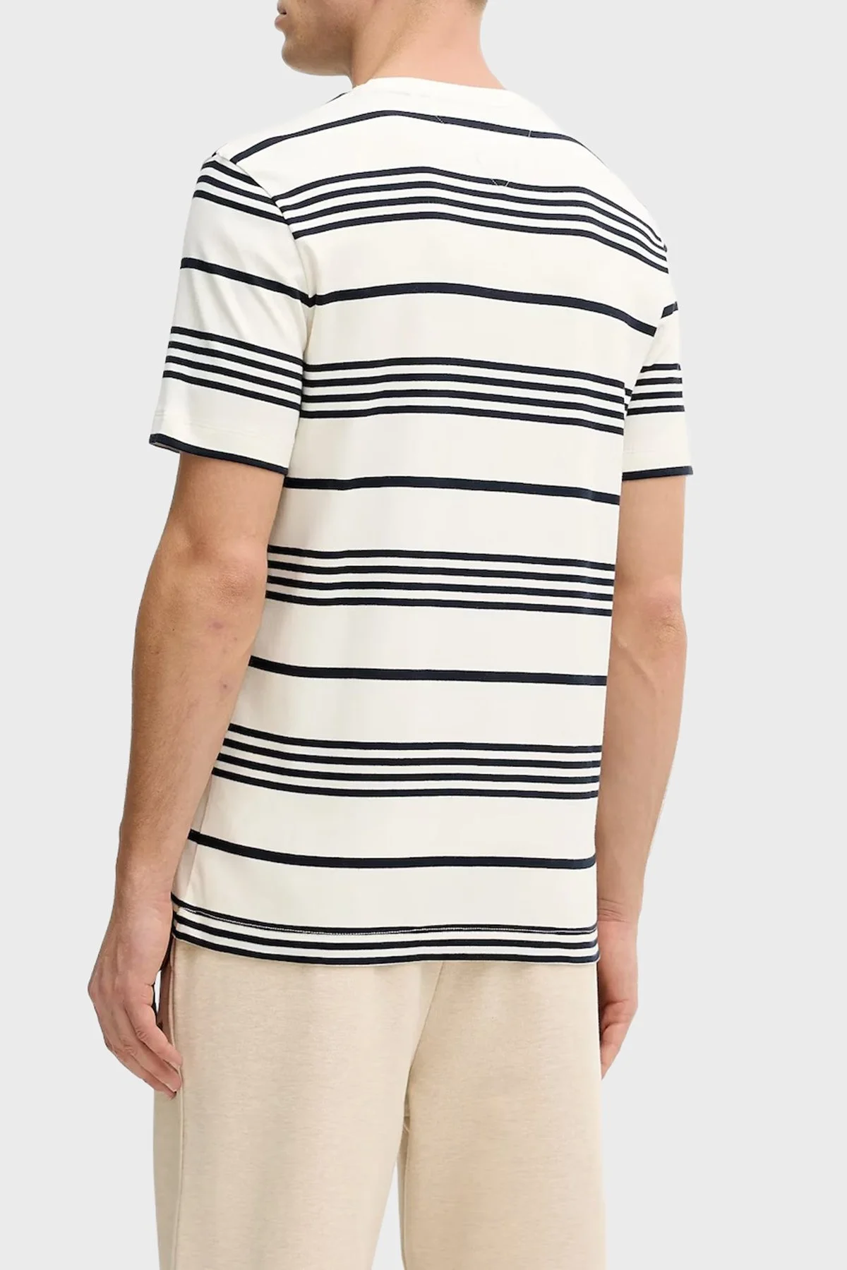 Tommy Hilfiger Çizgili Pamuklu Regular Fit Bisiklet Yaka Erkek T Shirt MW0MW41908 0FA LACİVERT-BEYAZ - 3