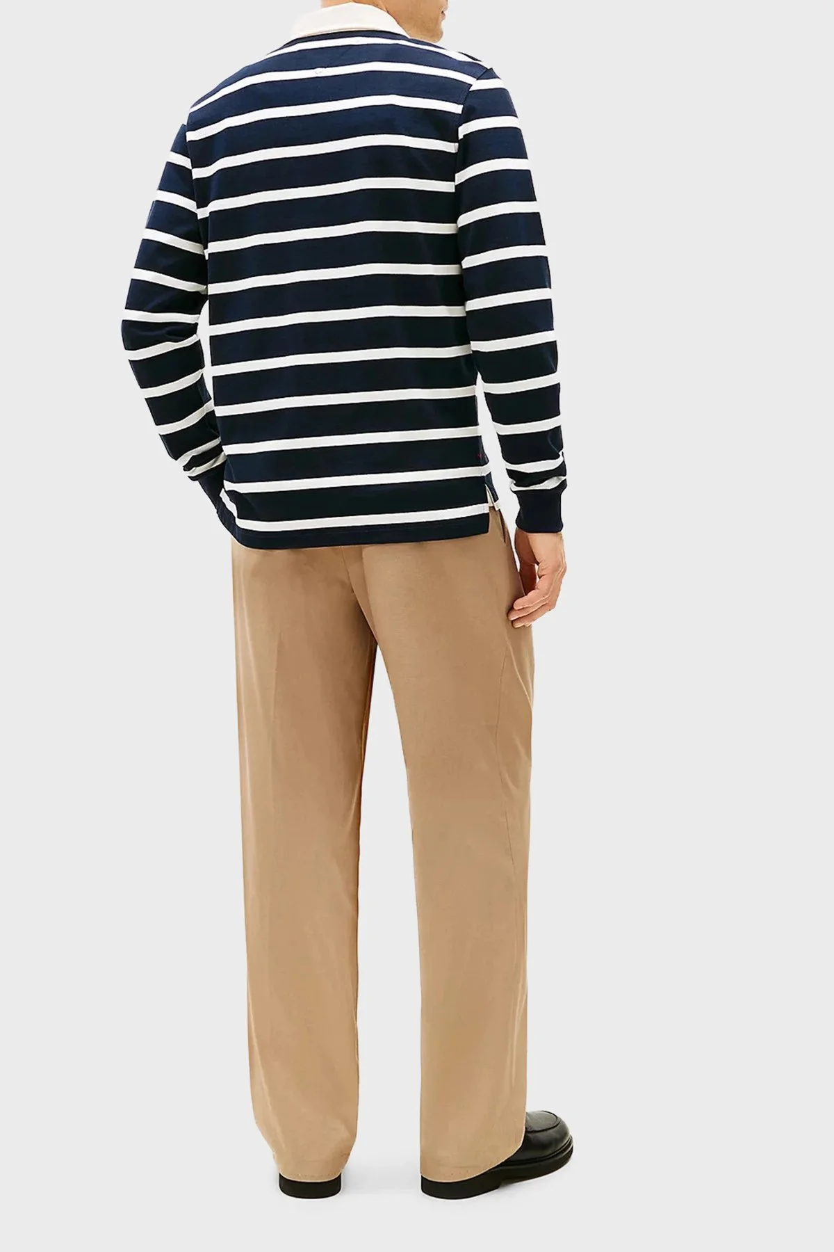 Tommy Hilfiger Çizgili Pamuklu Regular Fit Düğmeli Erkek Polo Yaka Sweat MW0MW42613 0A4 LACİVERT-BEYAZ - 3