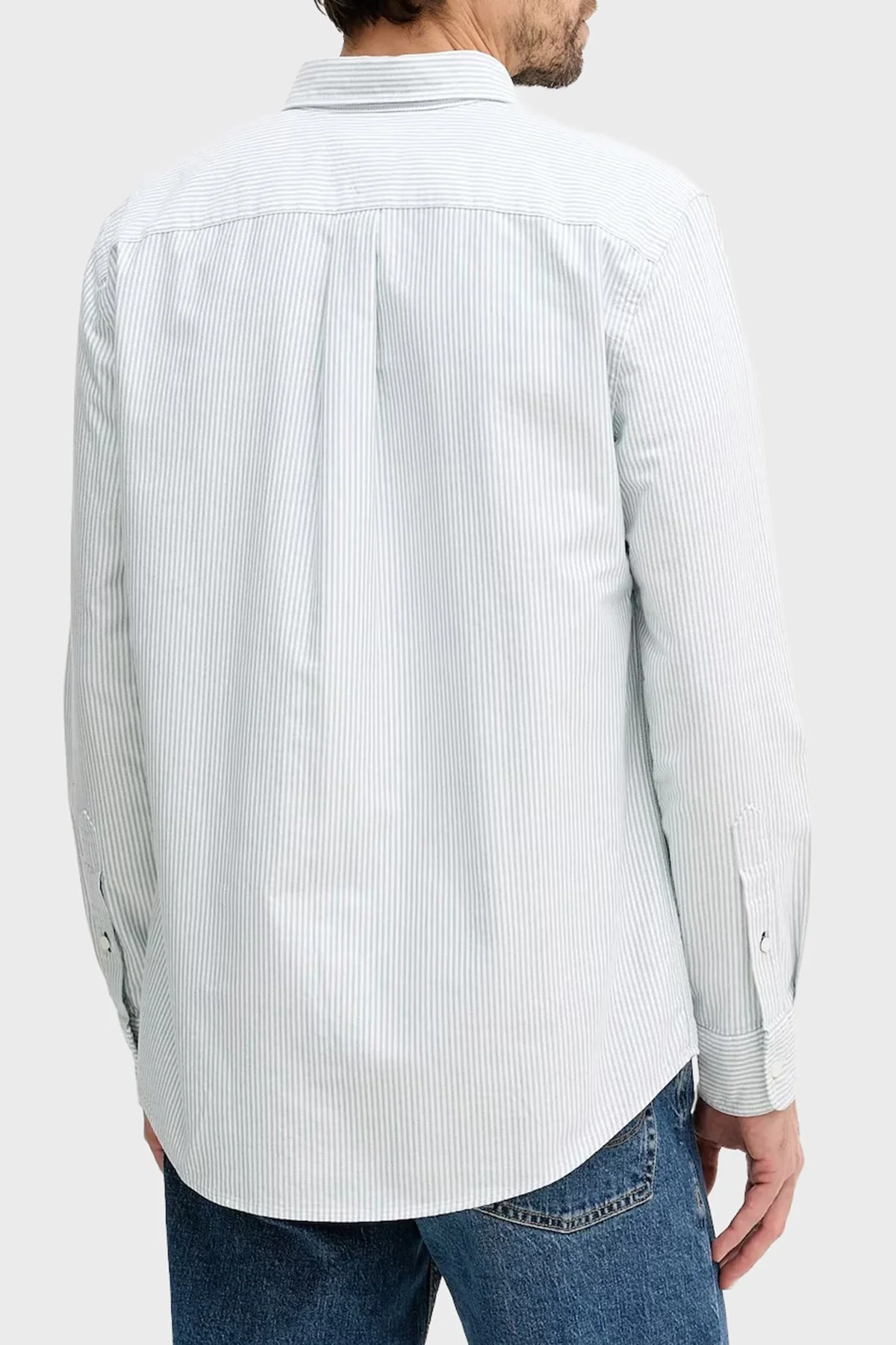 Tommy Hilfiger Çizgili Pamuklu Regular Fit Düğmeli Yaka Erkek Gömlek MW0MW36238 0CD YEŞİL - 3