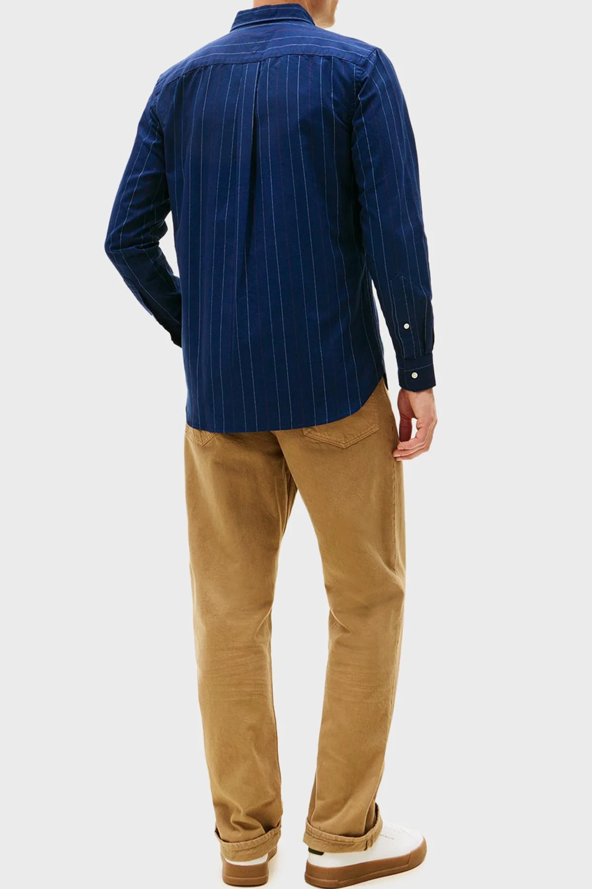 Tommy Hilfiger Çizgili Pamuklu Regular Fit Uzun Kollu Erkek Gömlek MW0MW41694 C7G MAVİ - 3