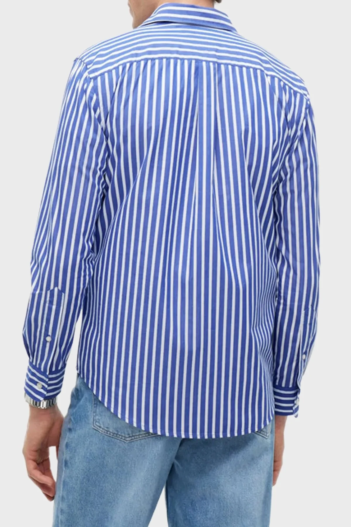 Tommy Hilfiger Çizgili Pamuklu Regular Fit Uzun Kollu Erkek Gömlek MW0MW43315 0A5 Mavi-beyaz - 3